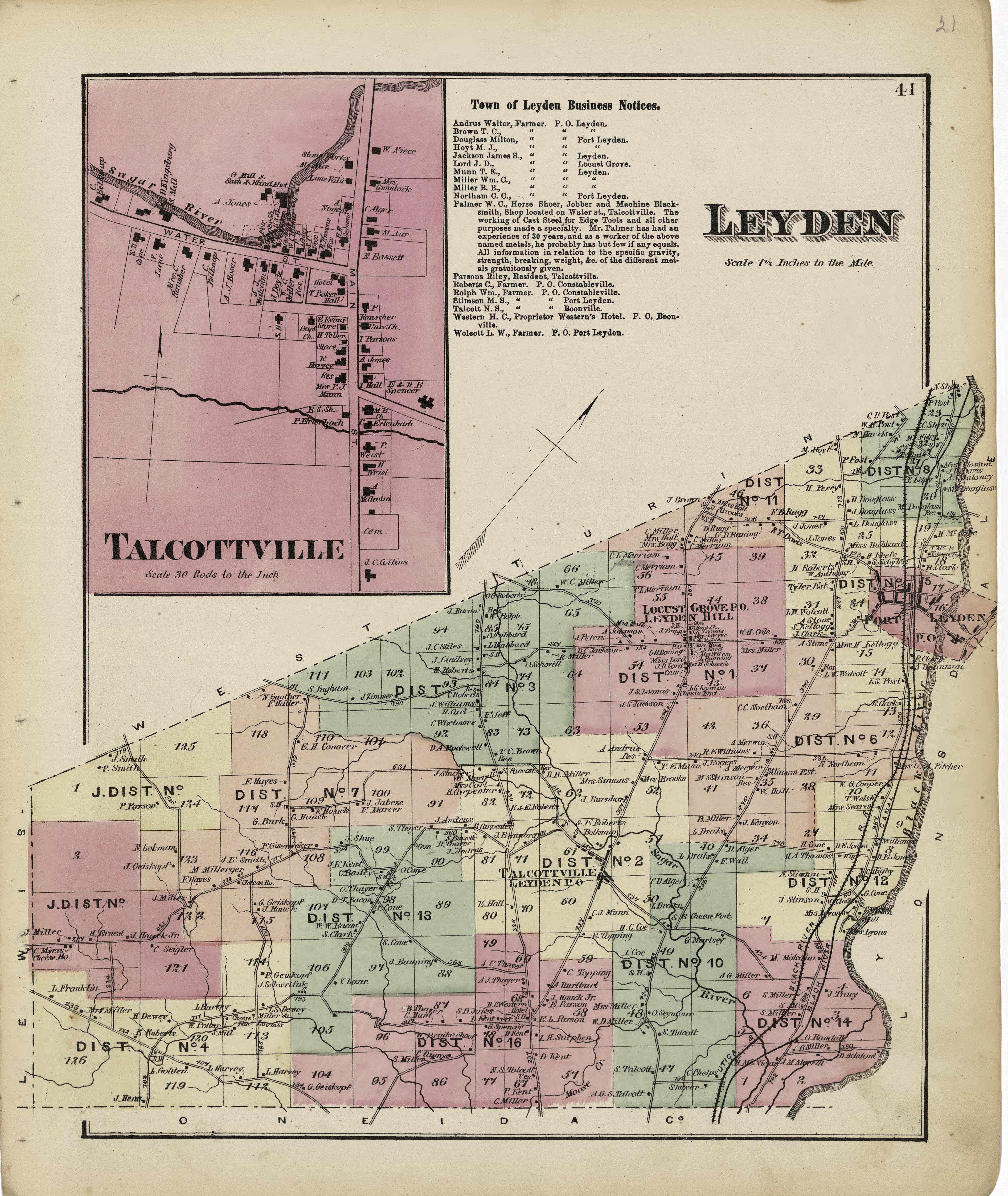 Leyden; Talcottville from Atlas of Lewis County, New York 1875 by Relic Map Company