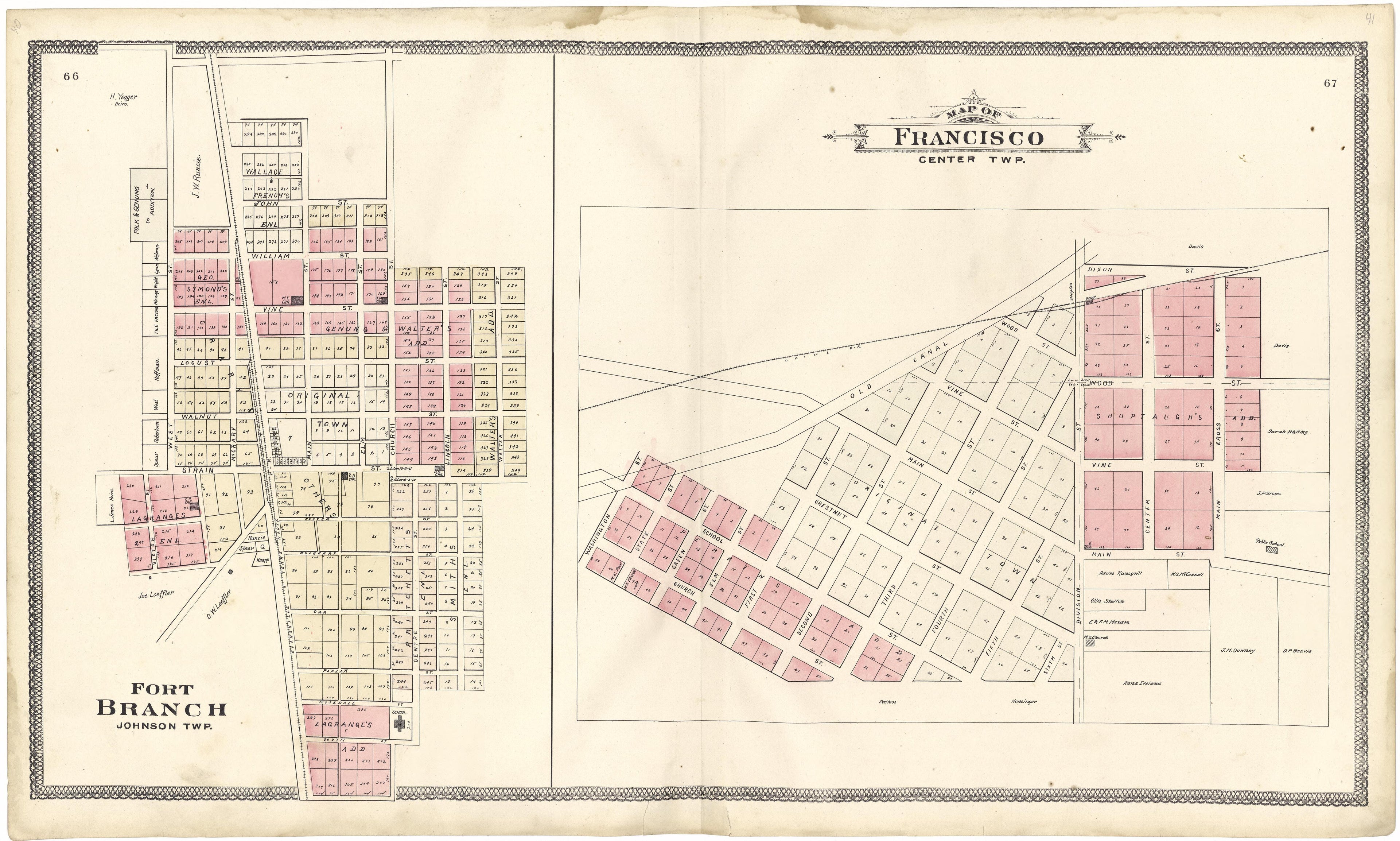 Map of Francisco Township from an Illustrated Standard Atlas of Gibson County, Indiana 1899 by Relic Map Company