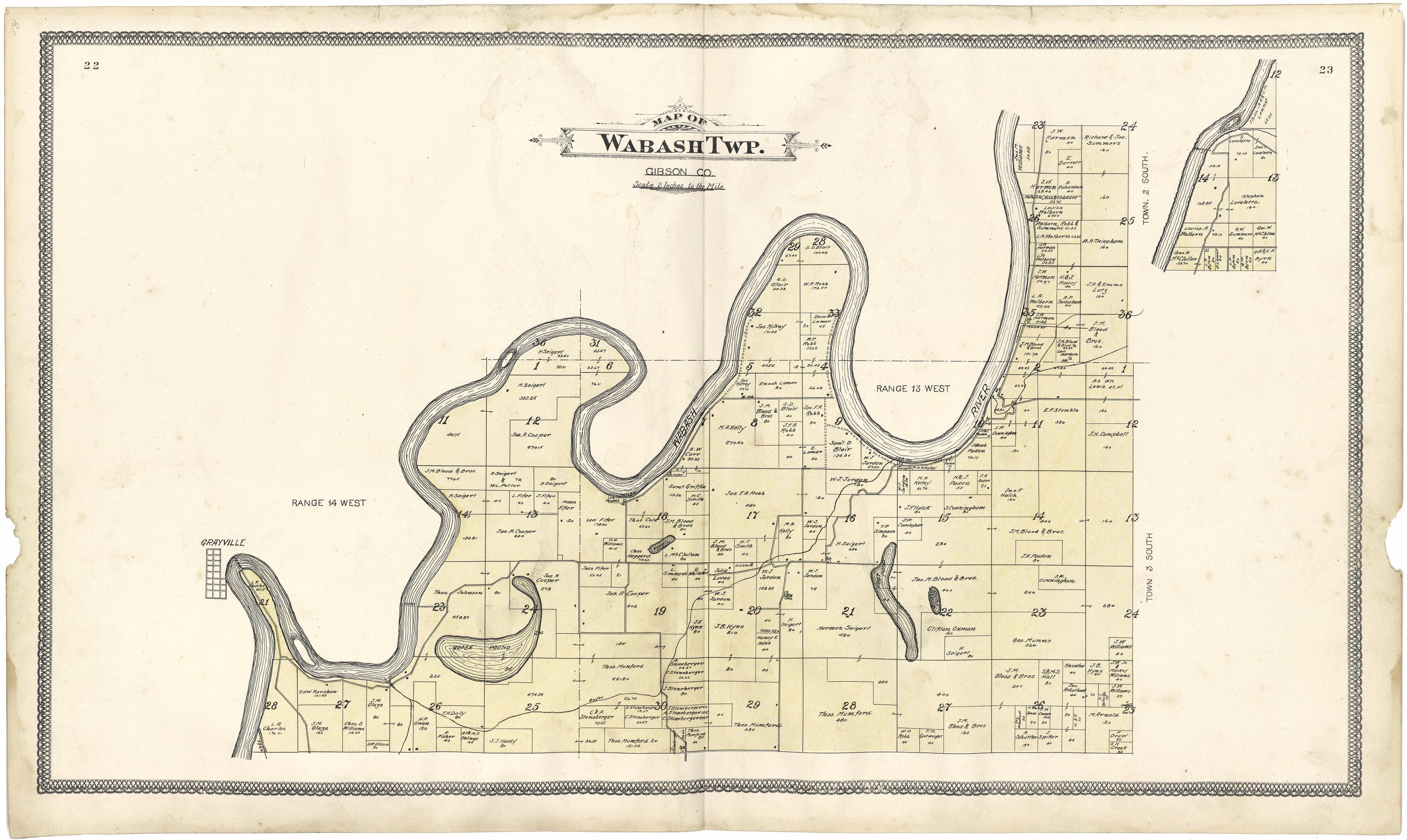 Map of Wabash Township from an Illustrated Standard Atlas of Gibson County, Indiana 1899 by Relic Map Company