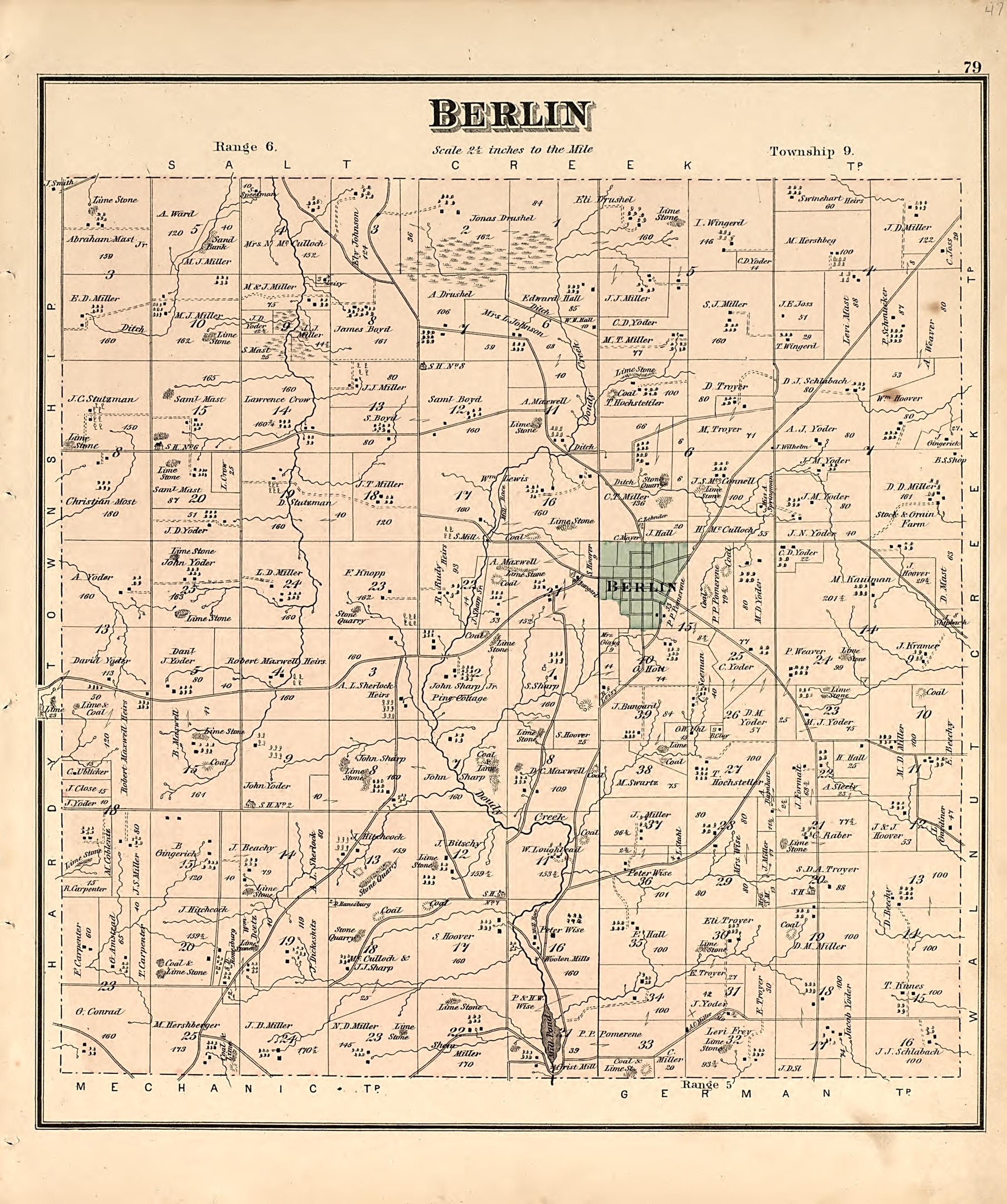 This old map of Holmes County, Ohio, was created by Arms, C. T.|Caldwell, J. A. (Joseph A.)|Cring, Henry|Gasche, C. (Charles)|H.J. Toudy & Co|Howland, H. G.|Worley & Bracher in 1875
