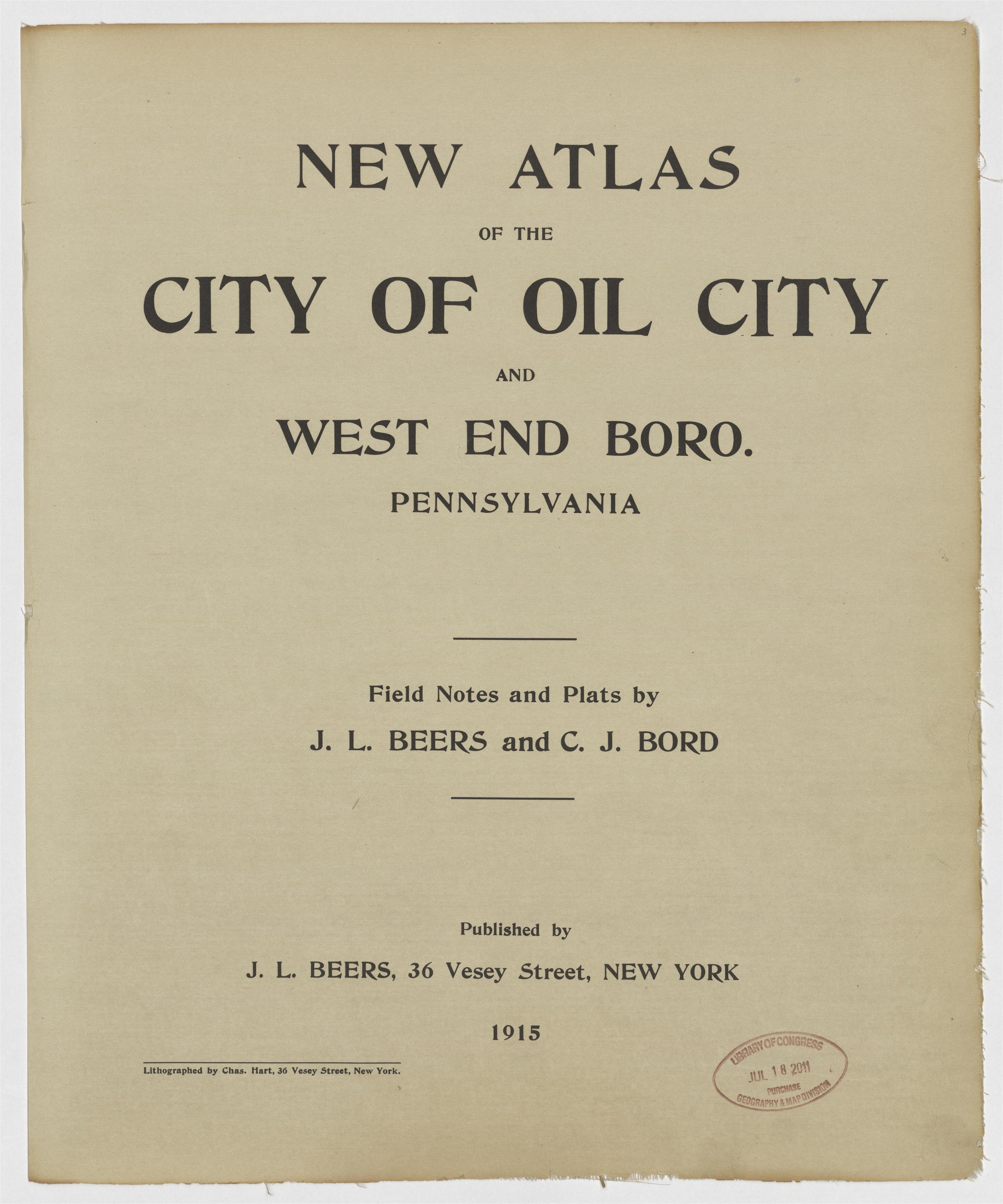This old map of Howard County, Missouri, Oil City, Pennsylvania, was created by Beers, J. L.|Bord, C. J.|Hart, Chas. (Charles) in 1915