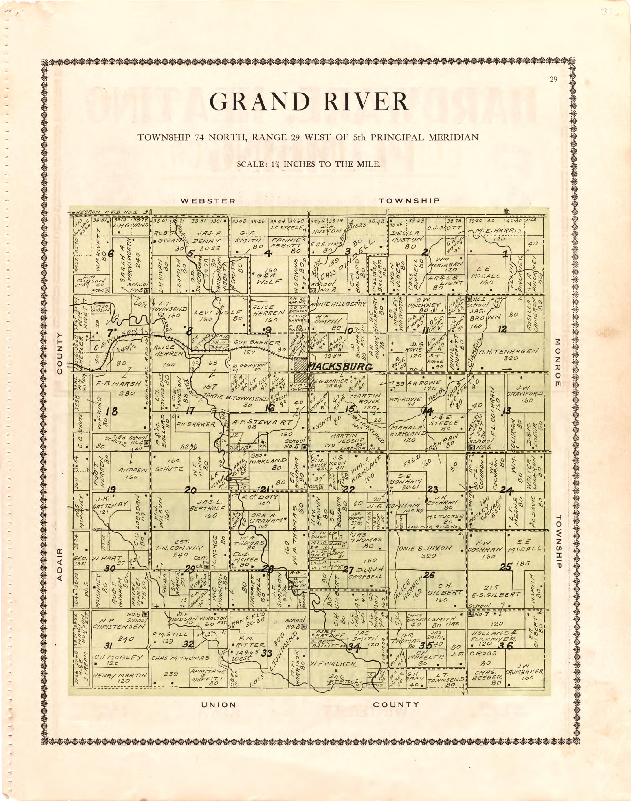 Grand River from Atlas of Madison County, Iowa 1912 by Relic Map Company