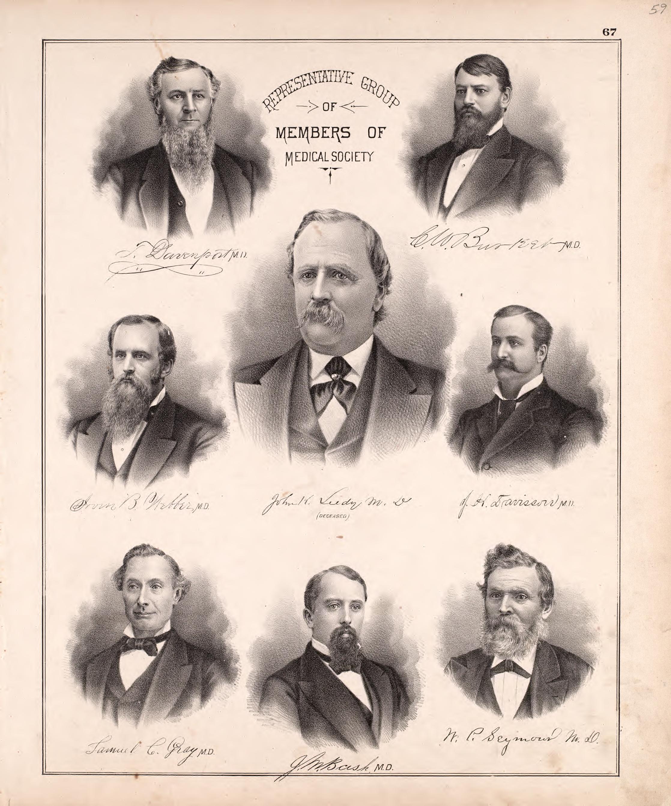 Representative Group of Members of Medical Society from Combination Atlas Map of Kosciusko County, Indiana 1879 by Relic Map Company