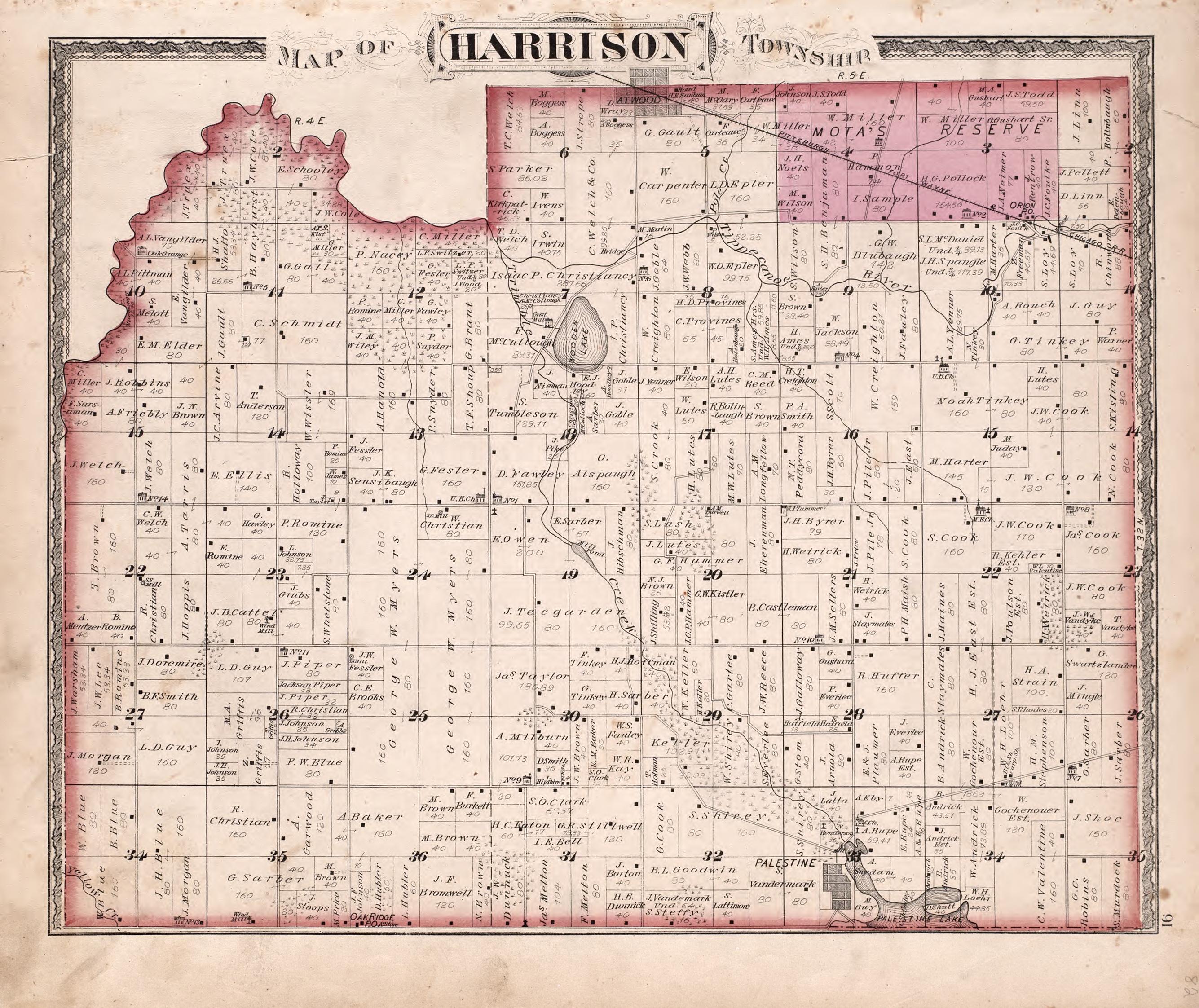 Harrison Township from Combination Atlas Map of Kosciusko County, Indiana 1879 by Relic Map Company