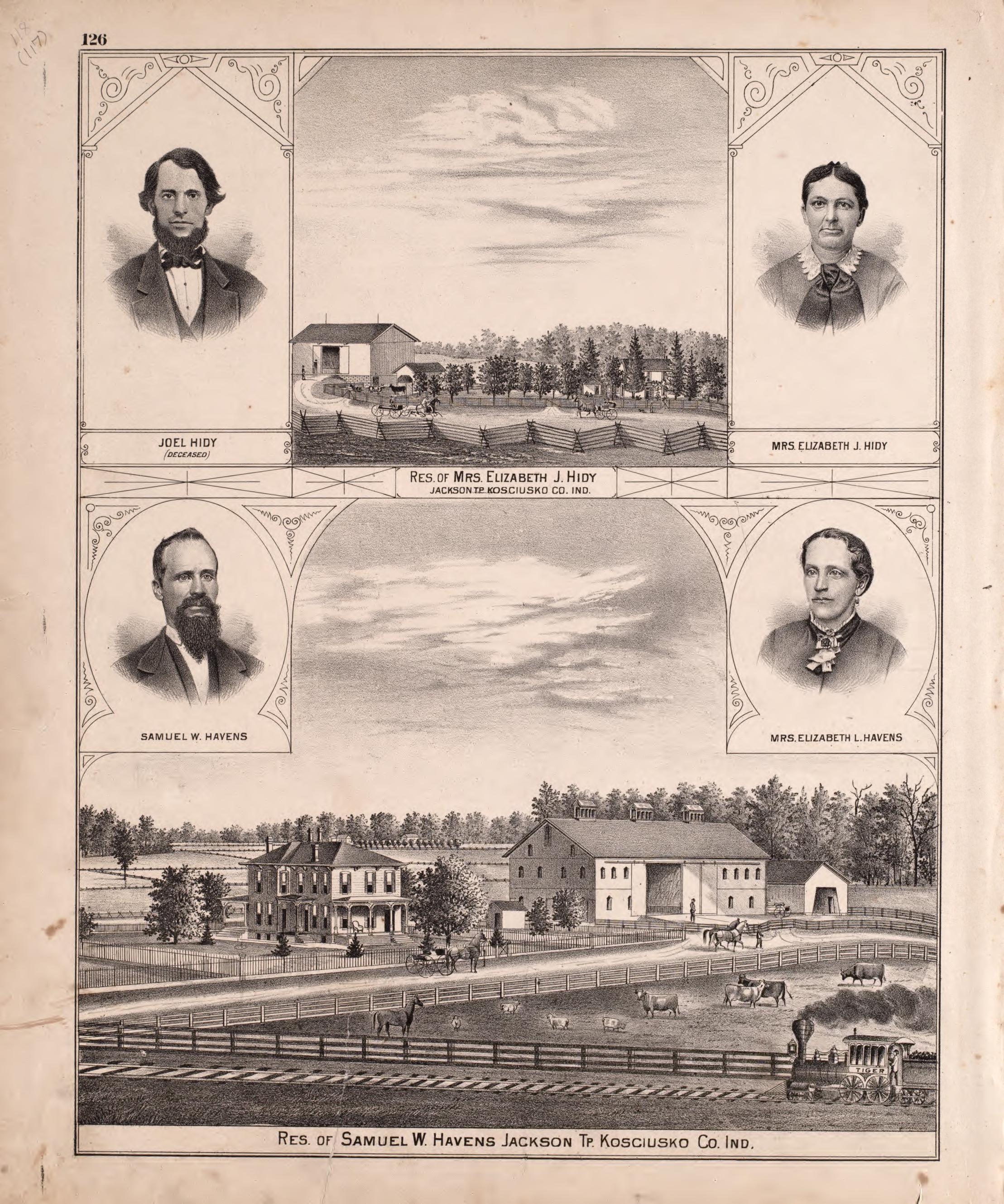 Hidy & Havens Residences from Combination Atlas Map of Kosciusko County, Indiana 1879 by Relic Map Company