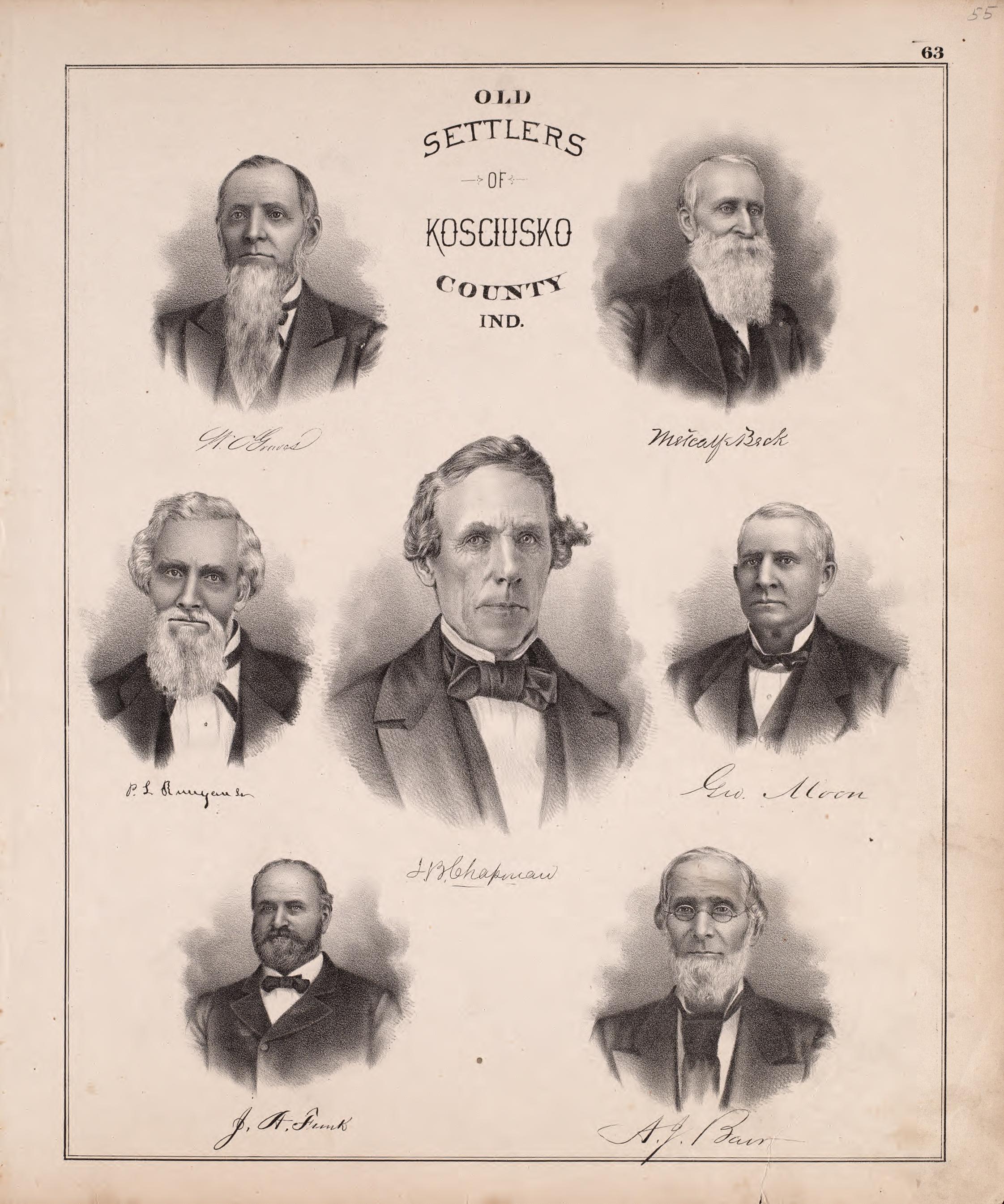 Old Settlers of Kosciusko County, Indianda from Combination Atlas Map of Kosciusko County, Indiana 1879 by Relic Map Company