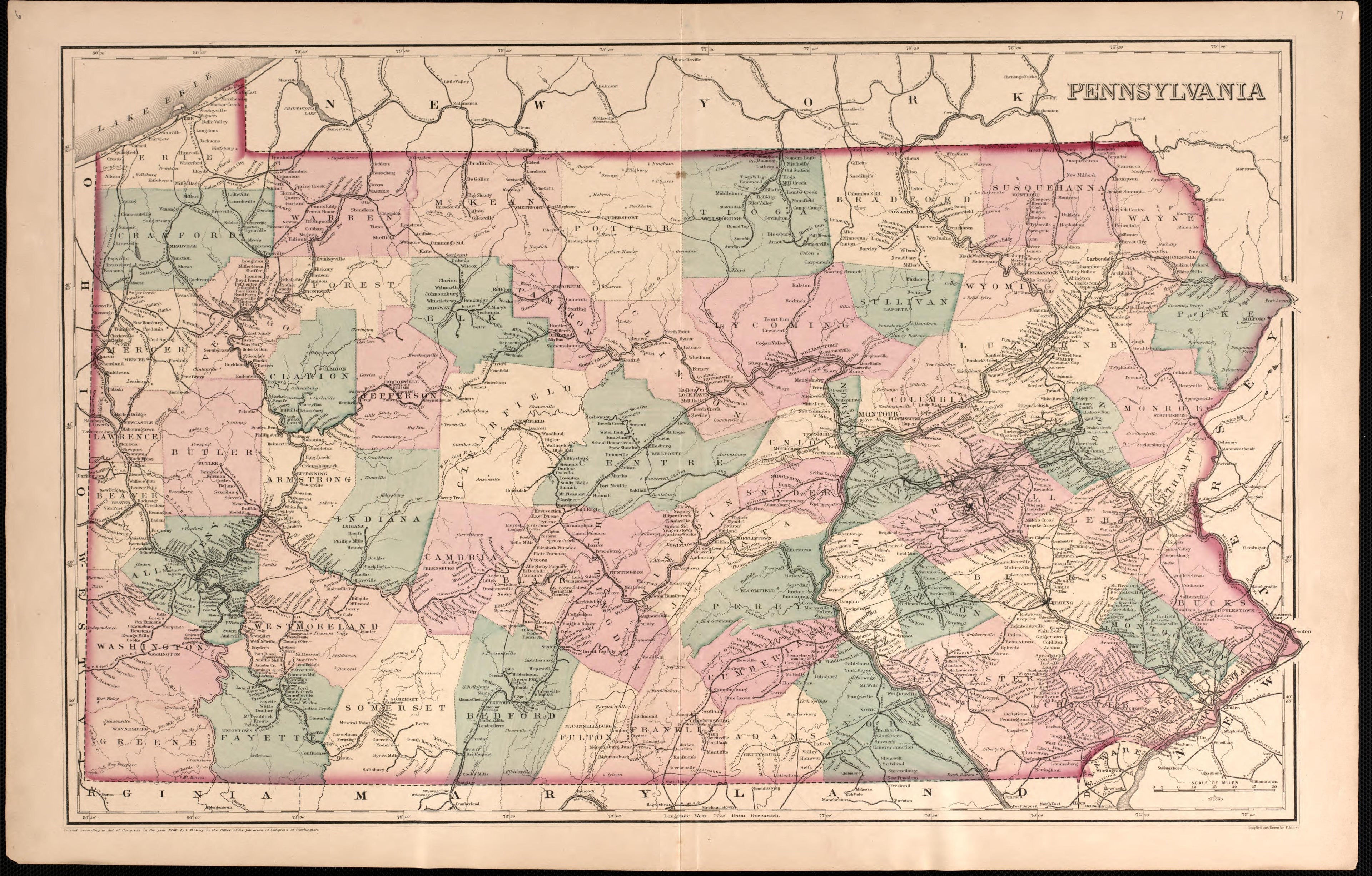 Map of Pennsylvania from Combination Atlas Map of Delaware County, Pennsylvania 1875 by Relic Map Company