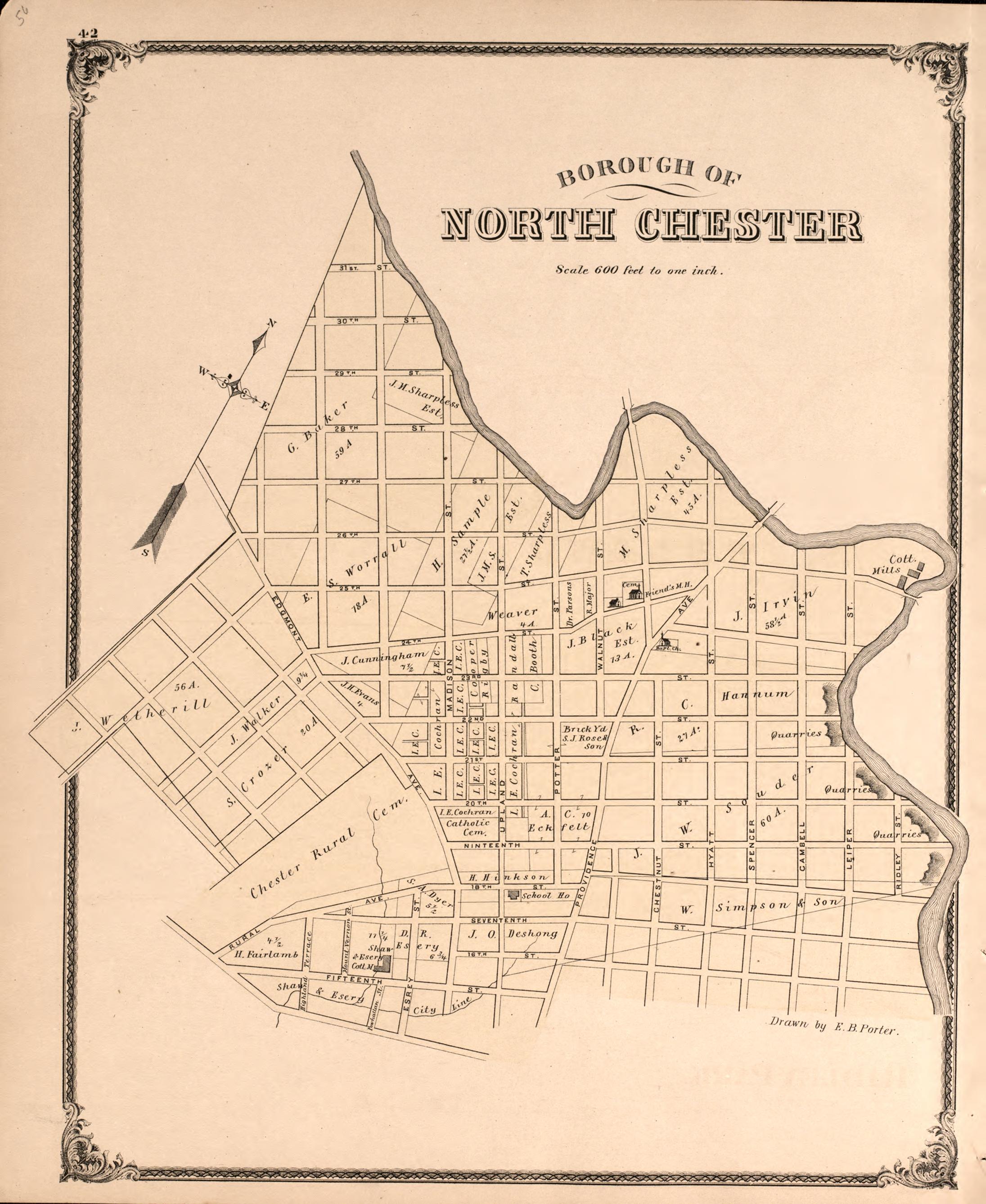 North Chester from Combination Atlas Map of Delaware County, Pennsylvania 1875 by Relic Map Company