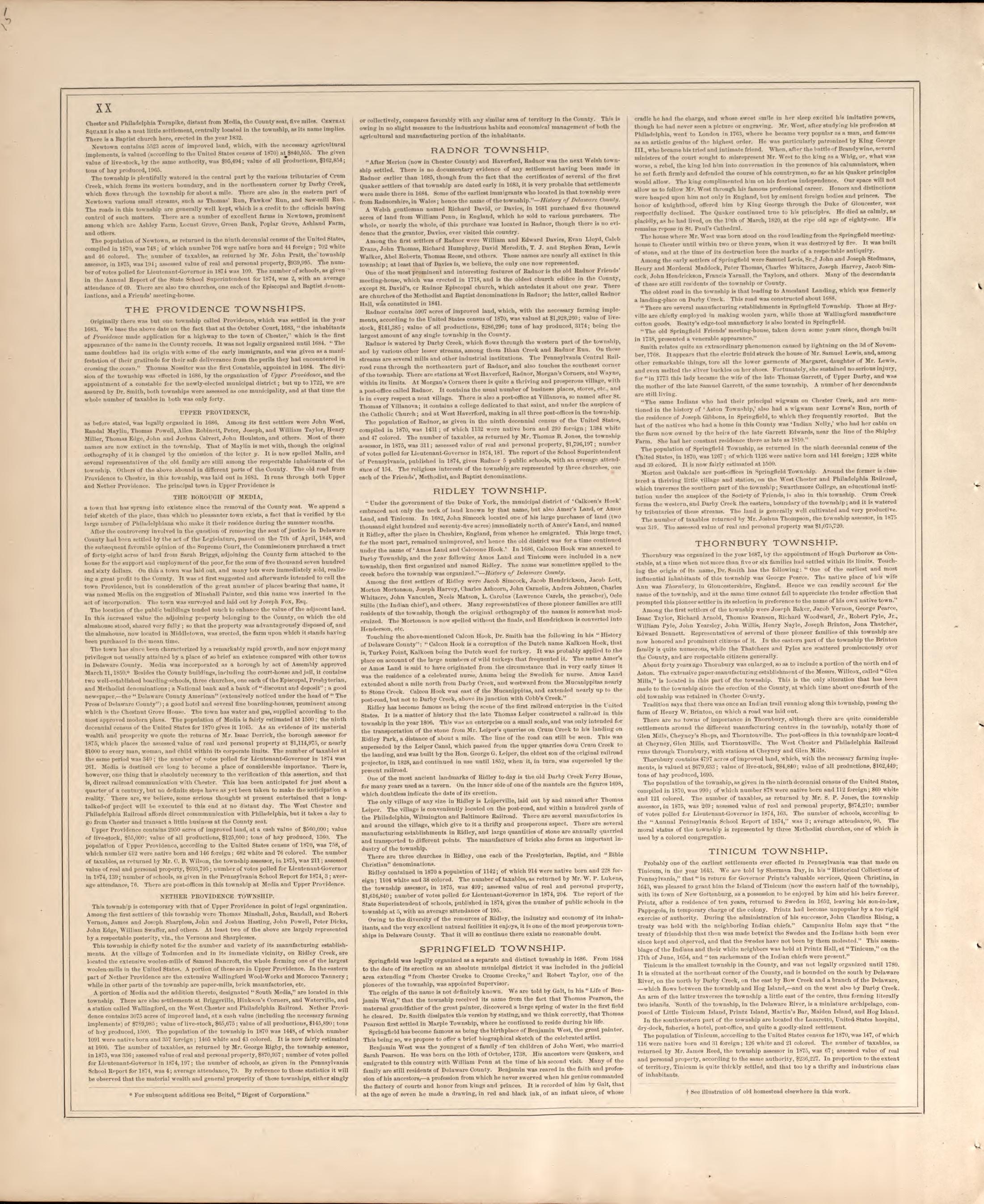 History of Delaware County, Pennsylvania, P. 8 from Combination Atlas Map of Delaware County, Pennsylvania 1875 by Relic Map Company