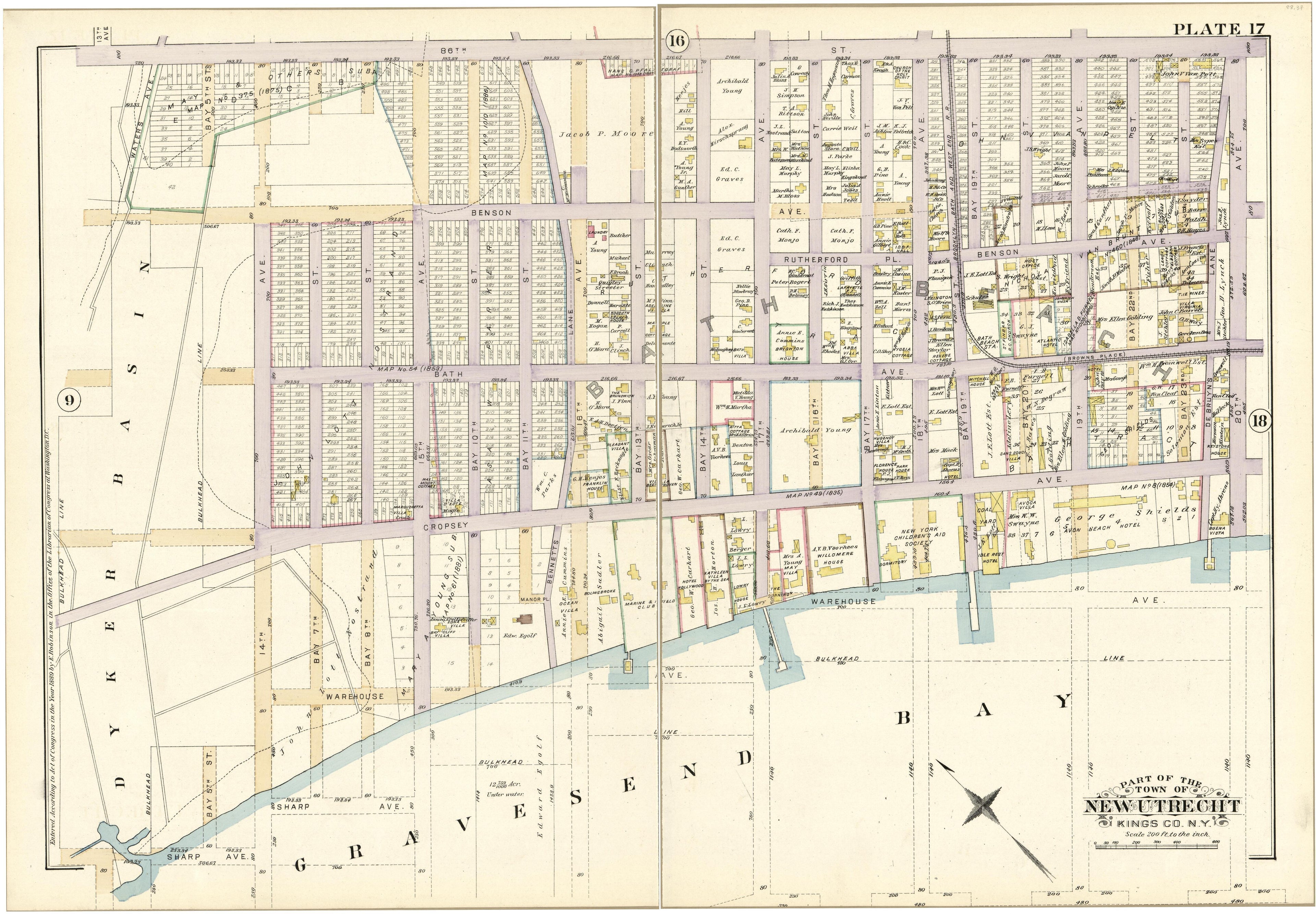 Plate 17 - Part of the Town of New Utrecht, Kings County, N.Y. from Robinson&