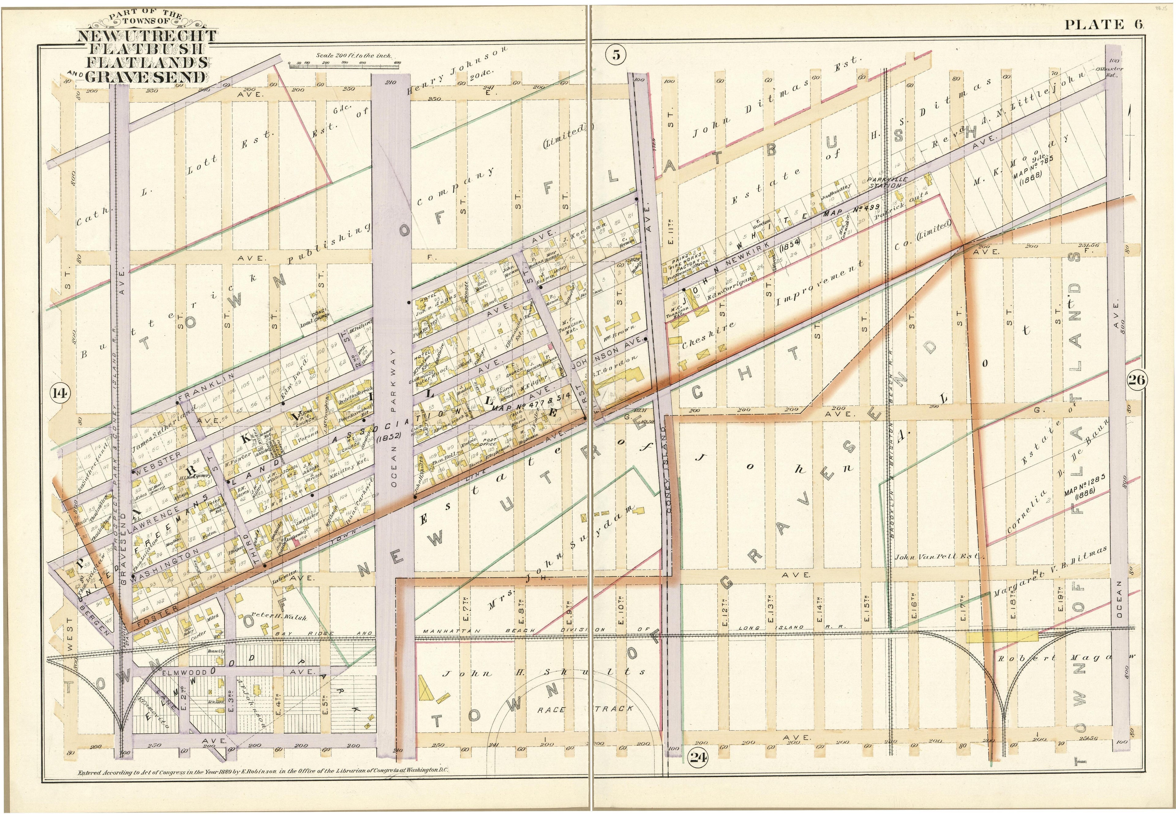 Plate 6 - Part of the Towns of New Utrecht, Flatbush, Flatlands and Gravesend from Robinson&