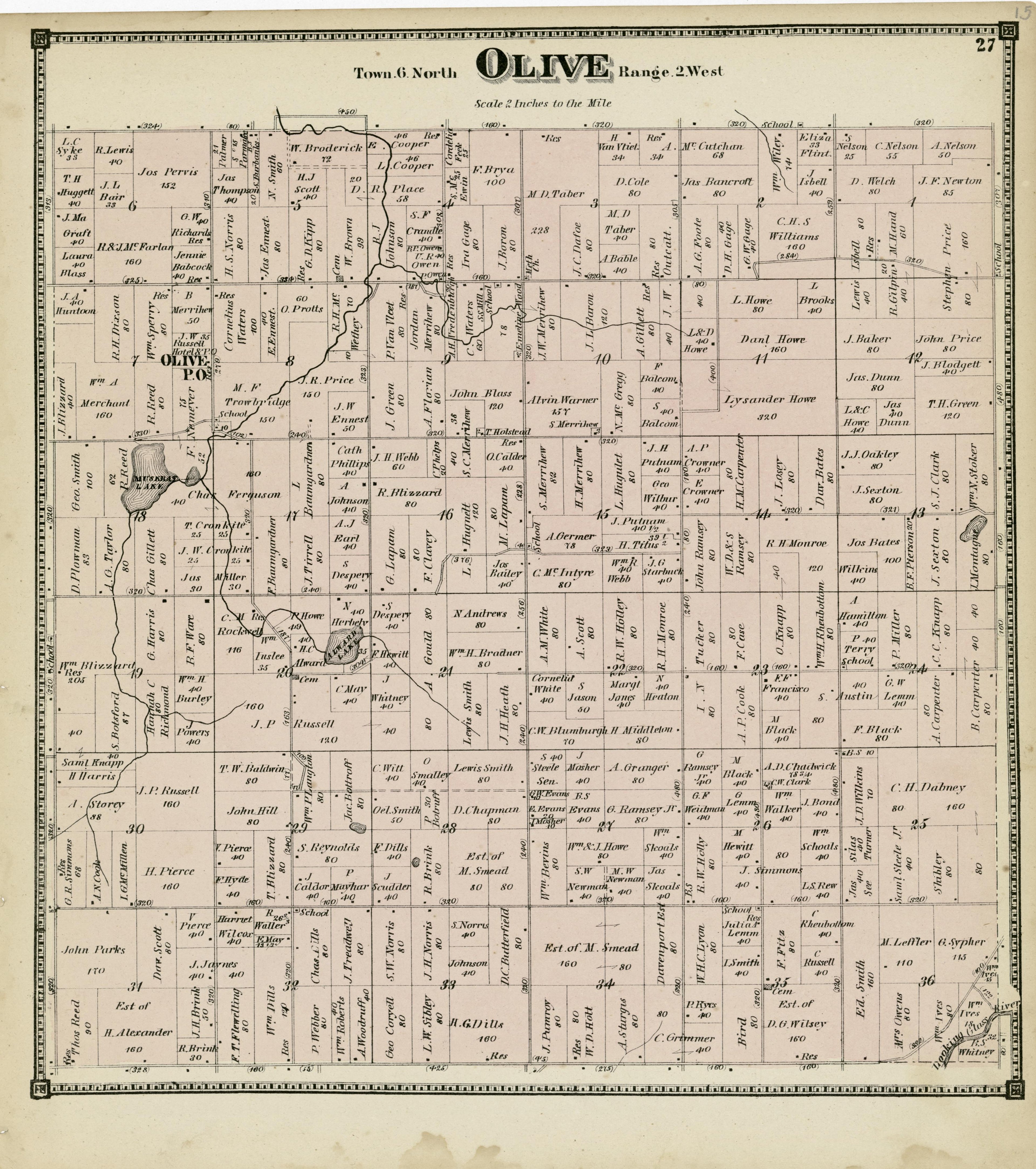 Olive from Atlas of Clinton County, Michigan 1873 by Relic Map Company