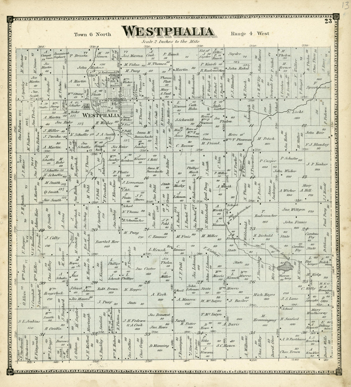 Westphalia from Atlas of Clinton County, Michigan 1873 by Relic Map Company