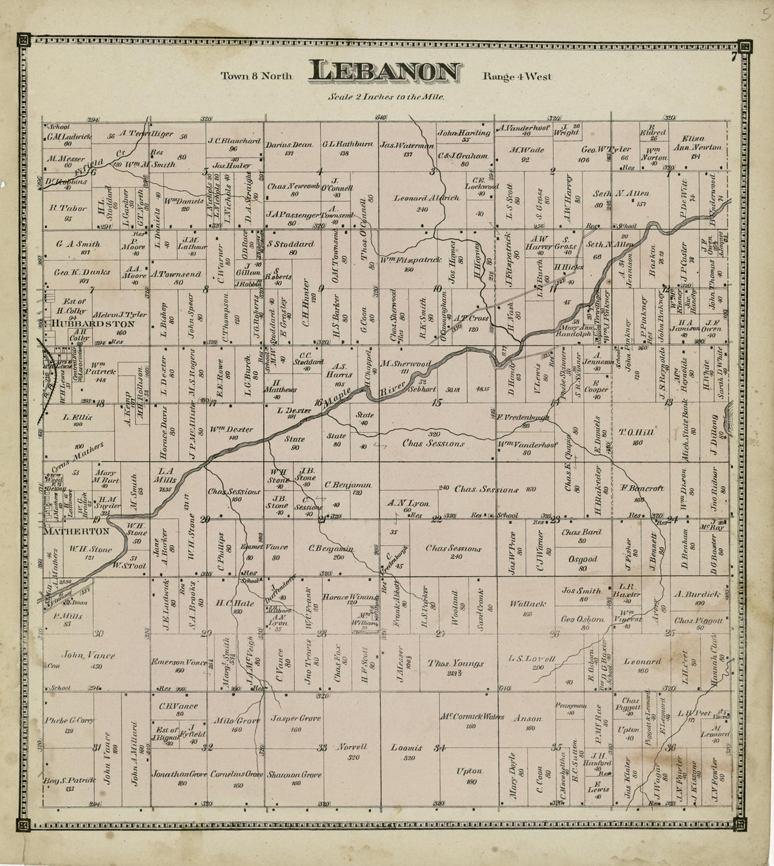 Lebanon from Atlas of Clinton County, Michigan 1873 by Relic Map Company