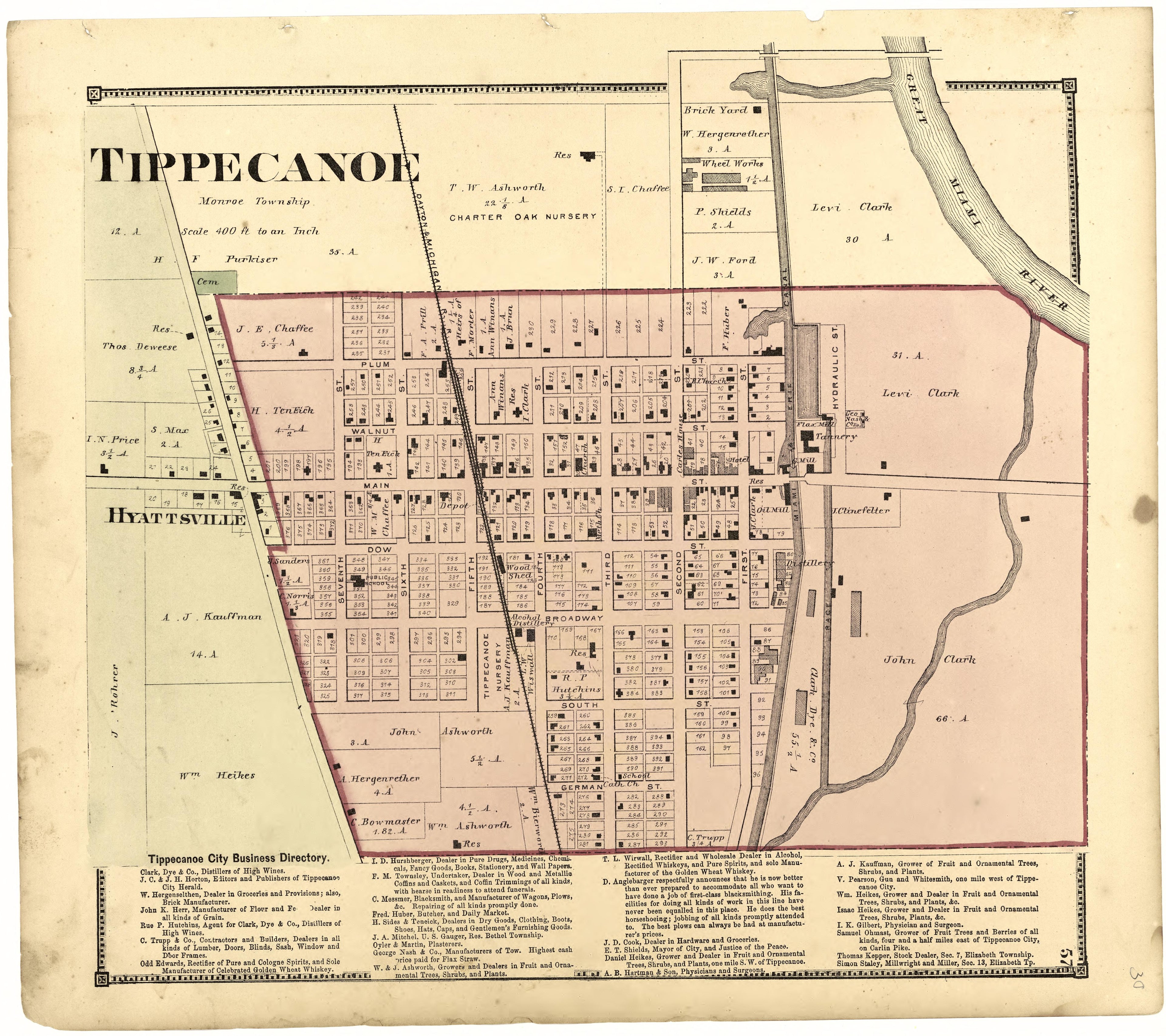Tippecanoe from Atlas of Miami County, Ohio 1871 by Relic Map Company