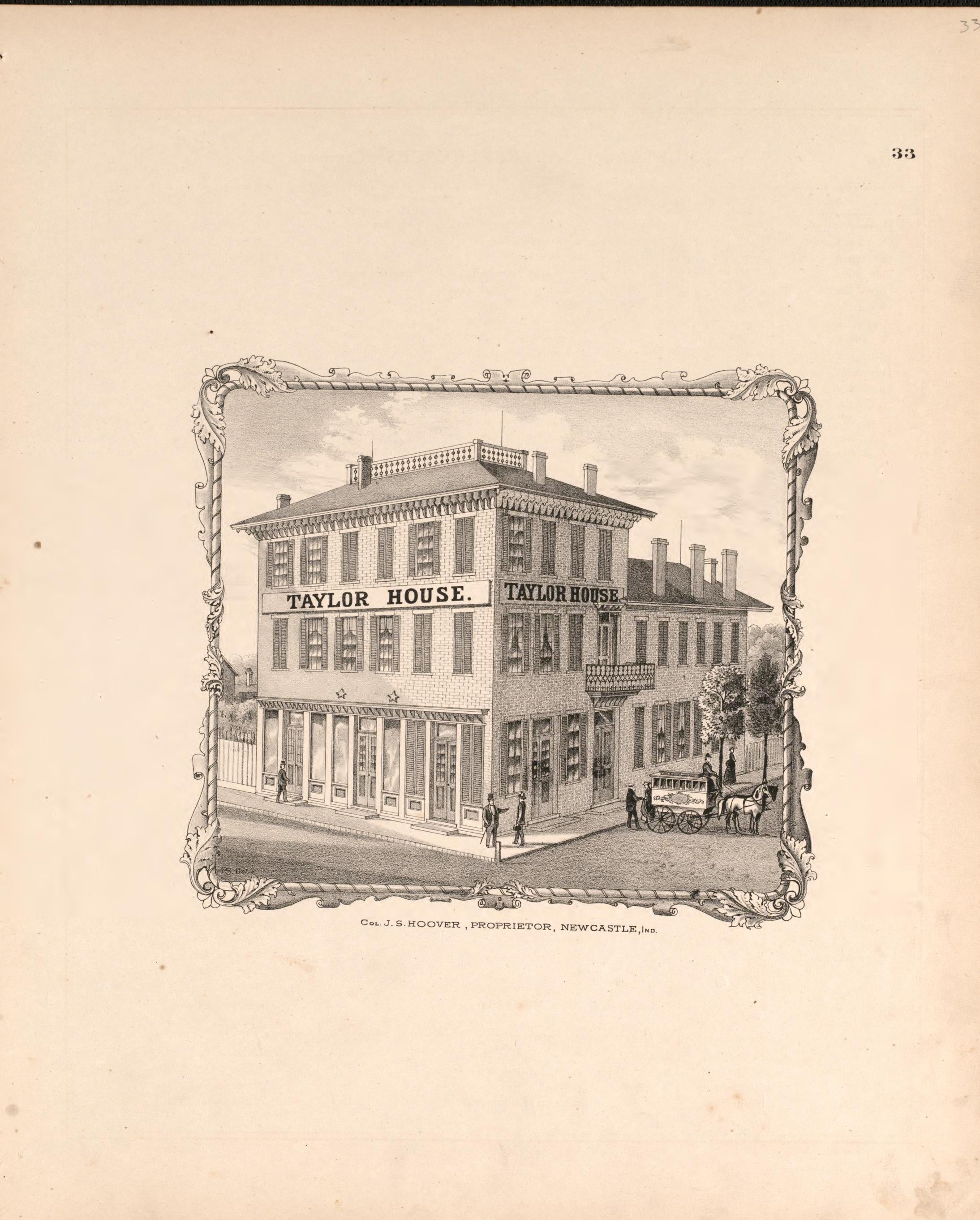 Taylor House from an Illustrated Historical Atlas of Henry County, Indiana 1875 by Relic Map Company