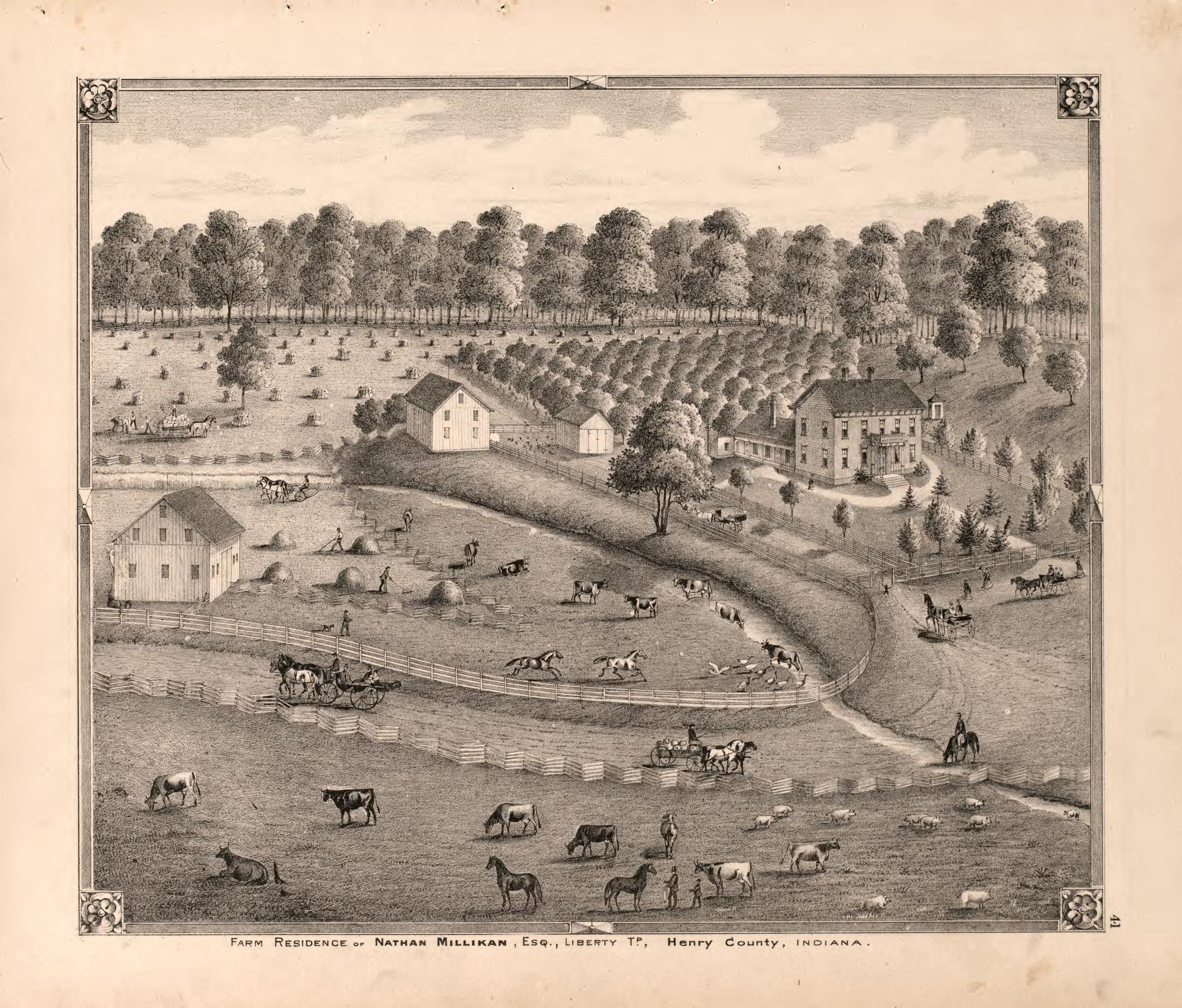 View of Millikan Residence from an Illustrated Historical Atlas of Henry County, Indiana 1875 by Relic Map Company