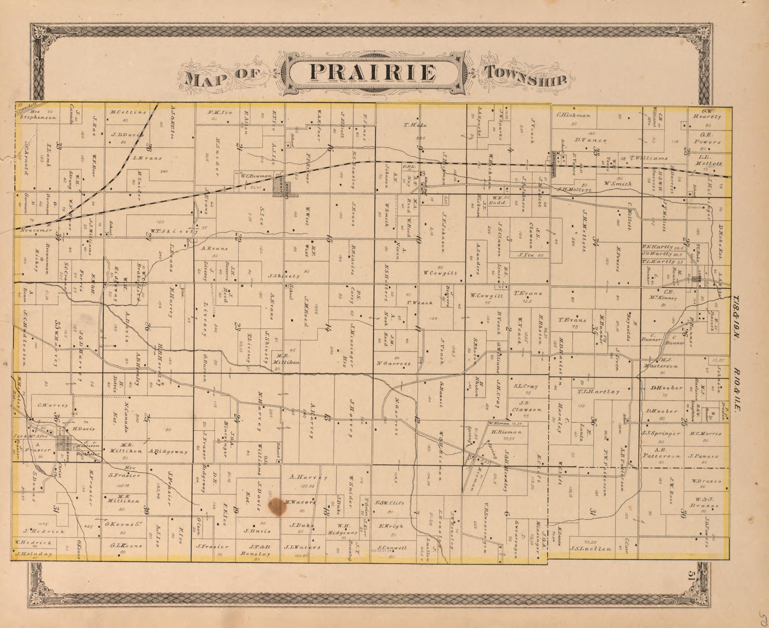 Prairie Township from an Illustrated Historical Atlas of Henry County, Indiana 1875 by Relic Map Company