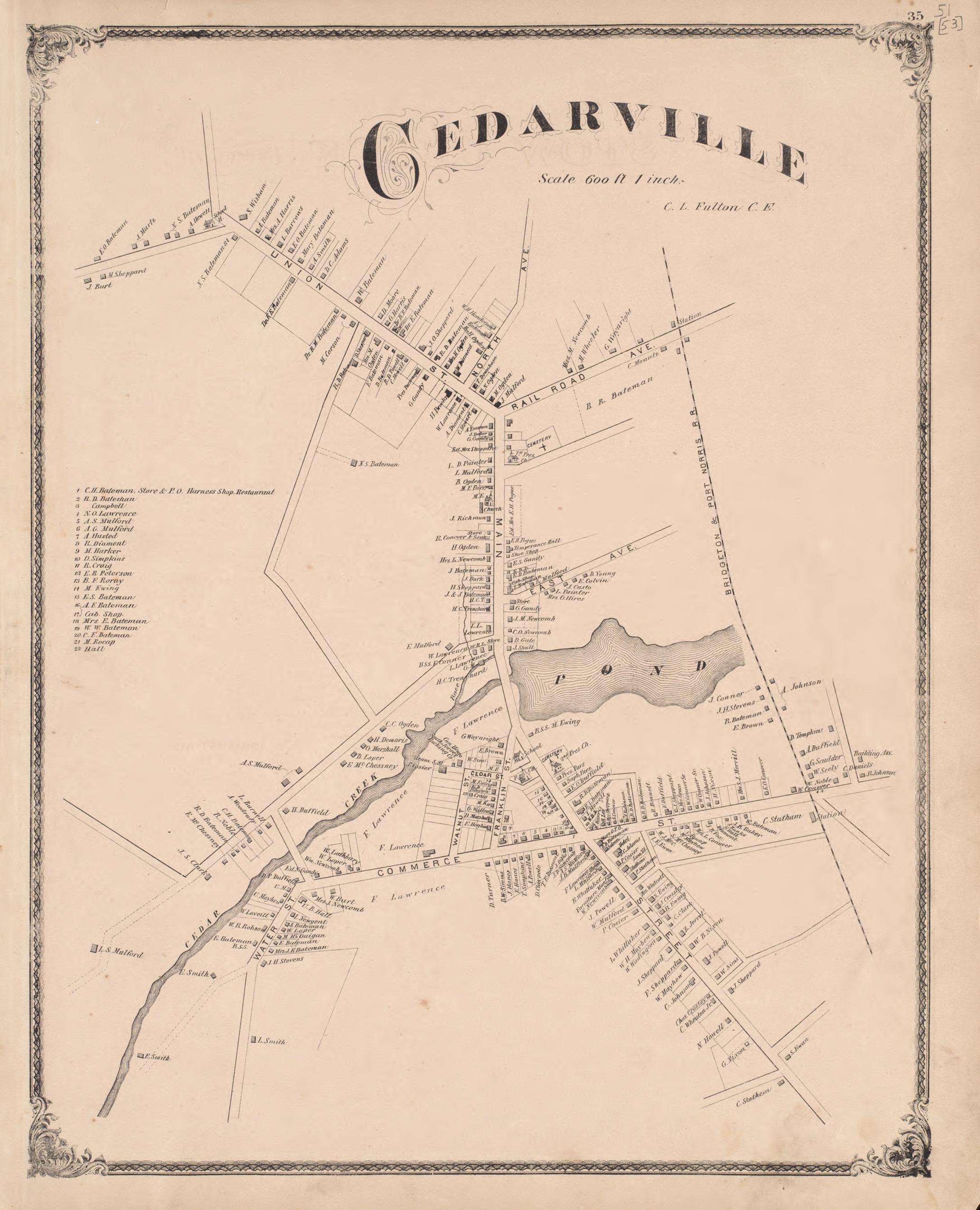 Cedarville from Combination Atlas Map of Cumberland County, New Jersey 1876 by Relic Map Company