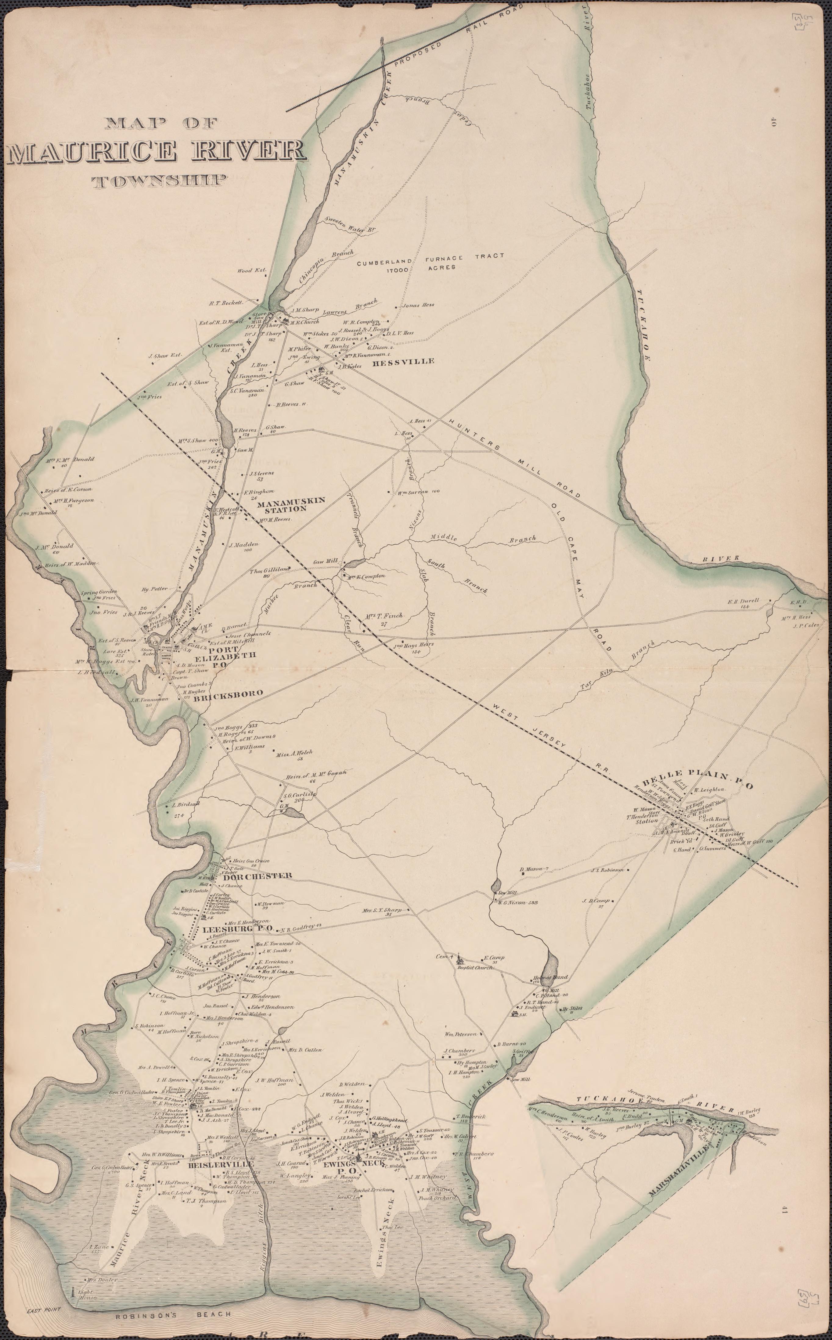 Maurice River Township from Combination Atlas Map of Cumberland County, New Jersey 1876 by Relic Map Company