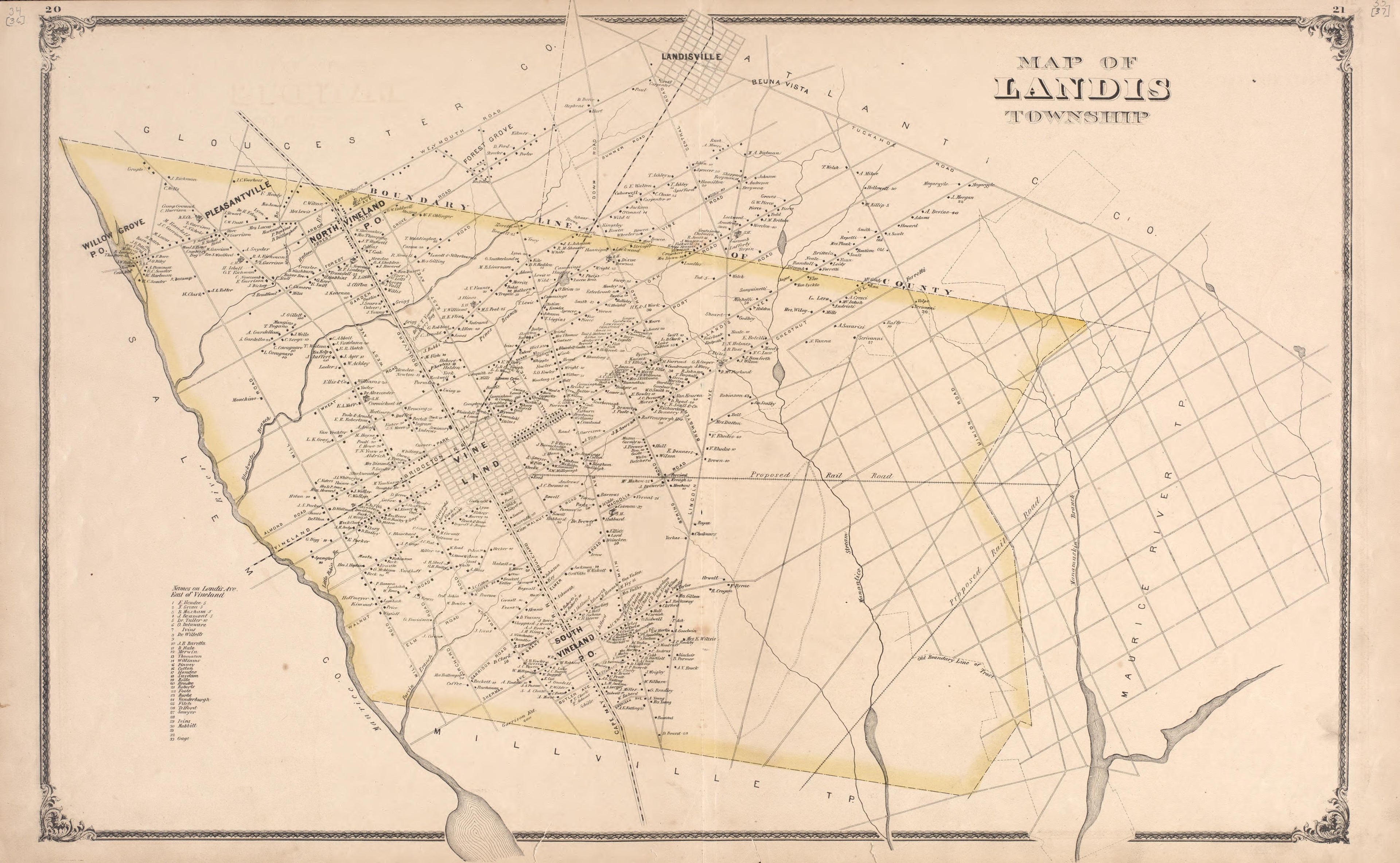 Landis Township from Combination Atlas Map of Cumberland County, New Jersey 1876 by Relic Map Company