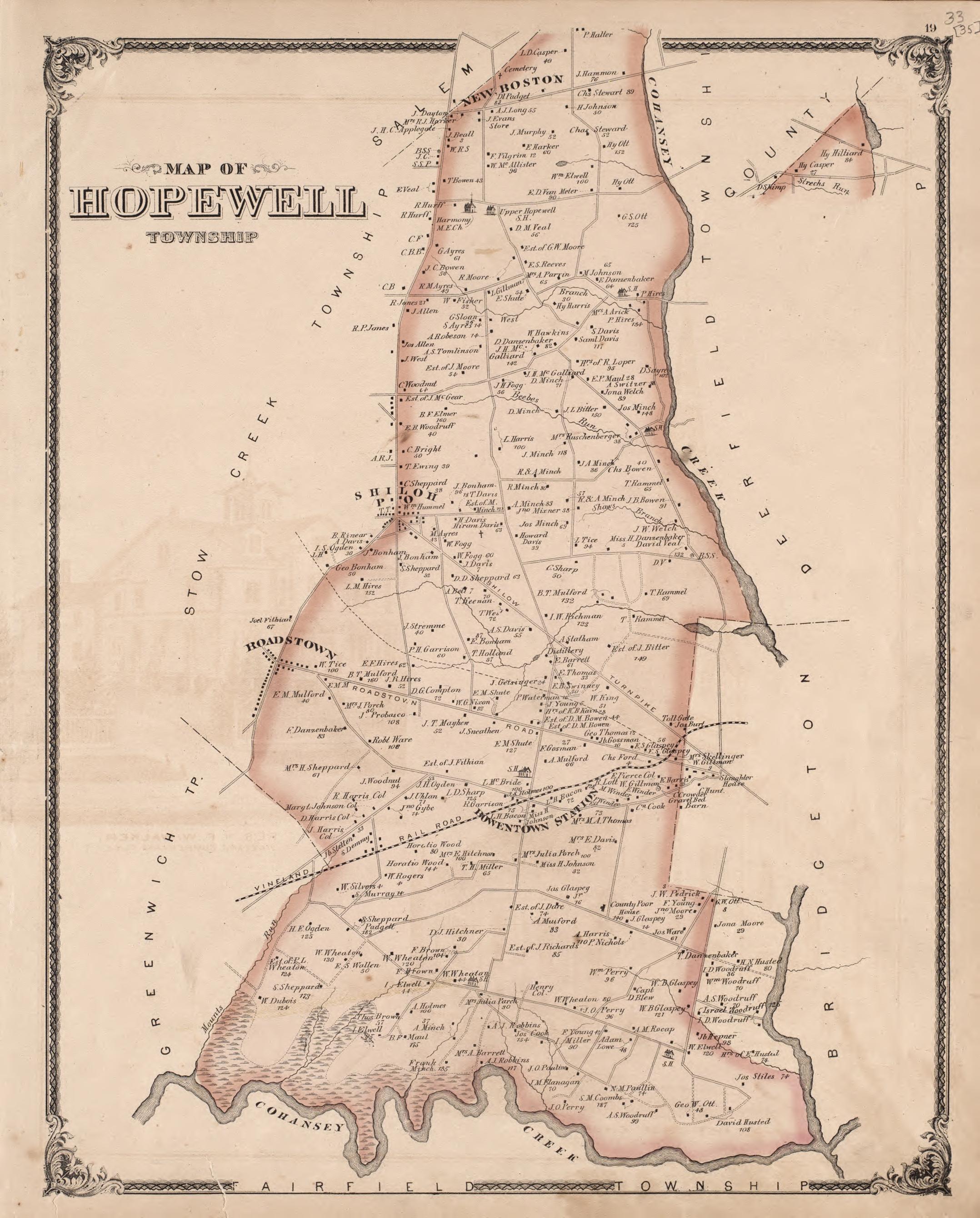 Hopewell Township from Combination Atlas Map of Cumberland County, New Jersey 1876 by Relic Map Company