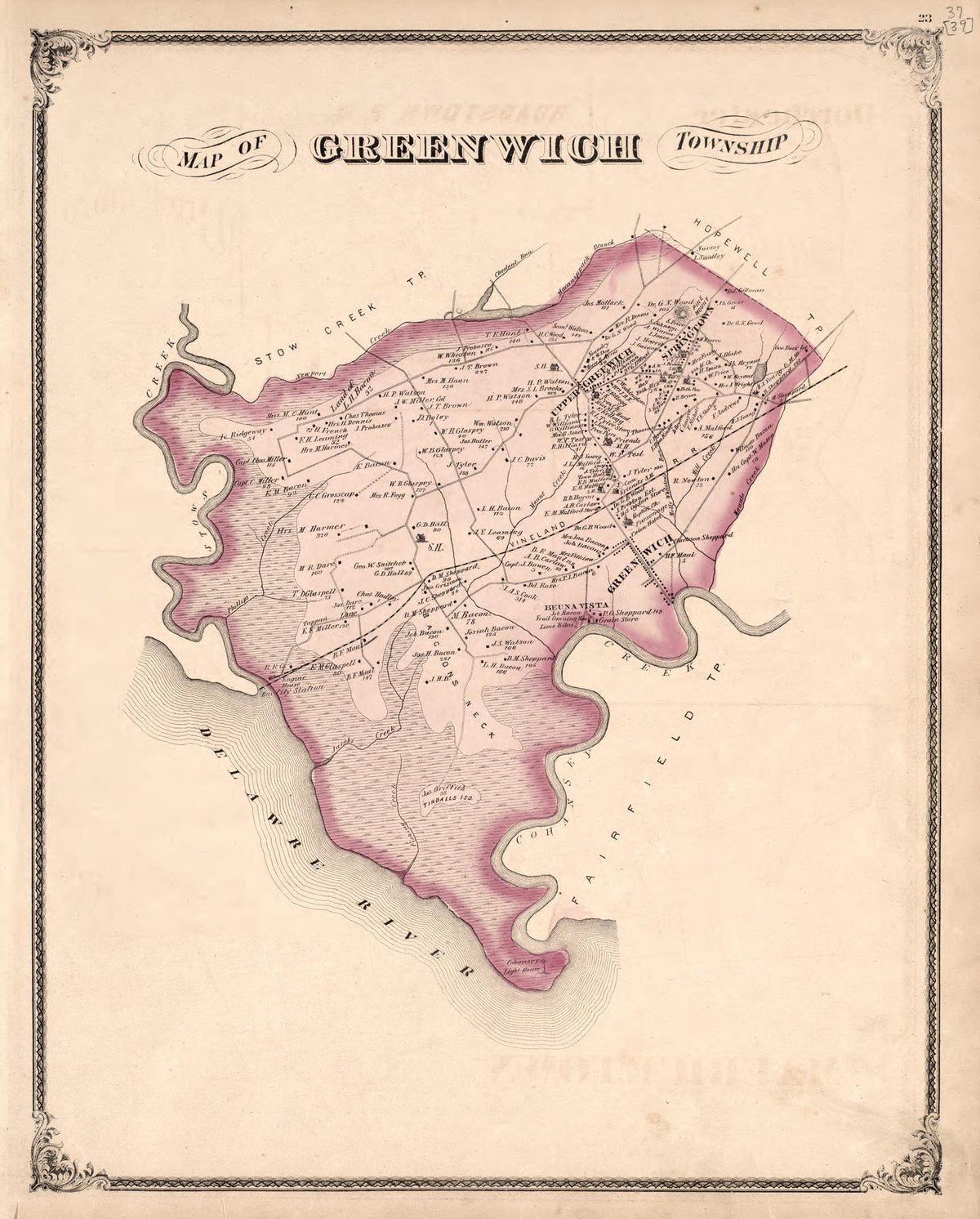 Greenwich Township from Combination Atlas Map of Cumberland County, New Jersey 1876 by Relic Map Company
