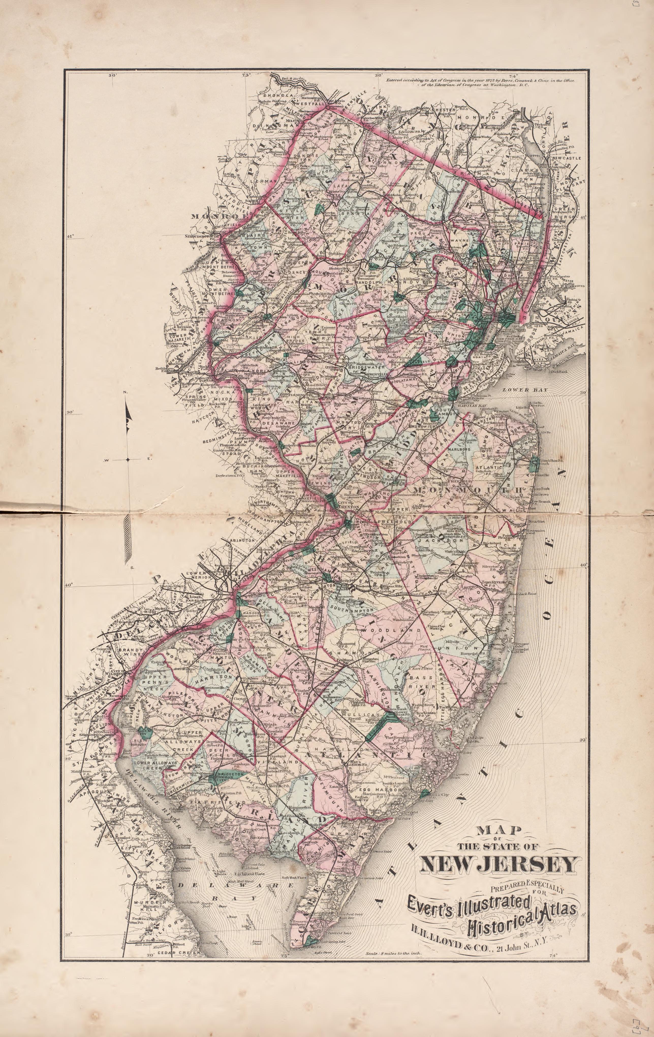 New Jersey from Combination Atlas Map of Cumberland County, New Jersey 1876 by Relic Map Company