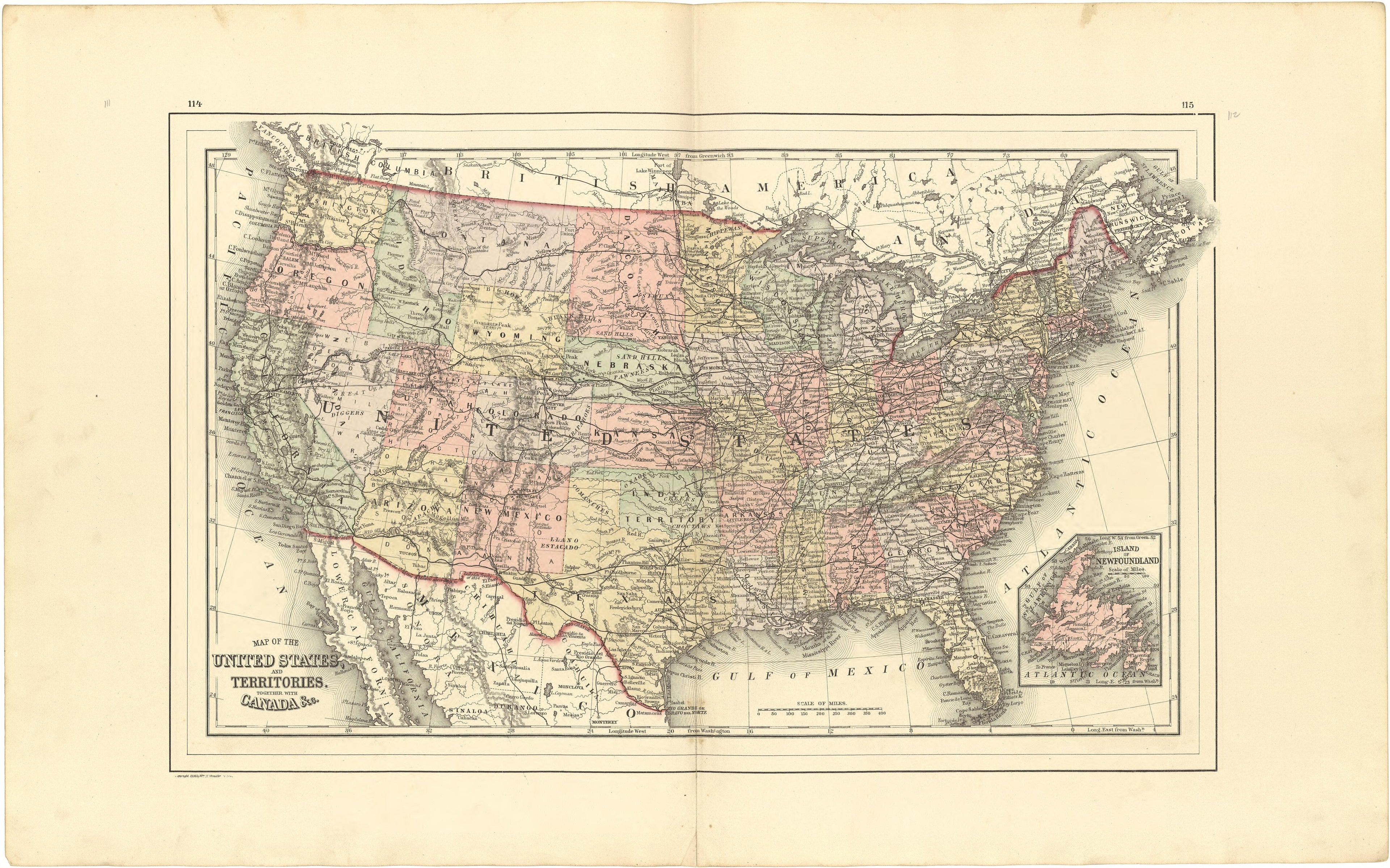 Map of the United States and Territories Together With Canada &c. from Meacham&
