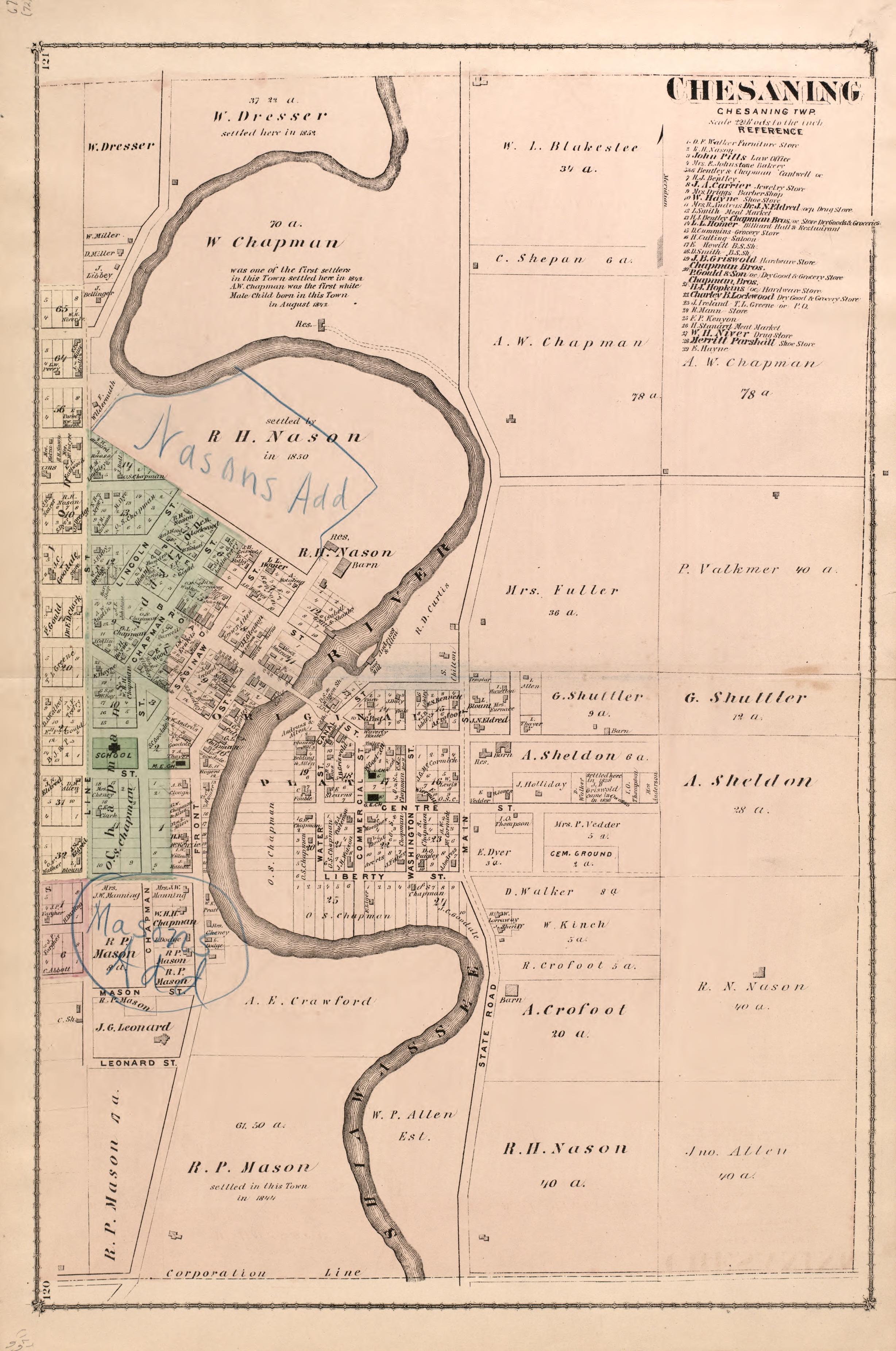 Chesaning Township from Atlas of Saginaw County, Michigan : from Recent and Actual Surveys and Records 1877 by Relic Map Company