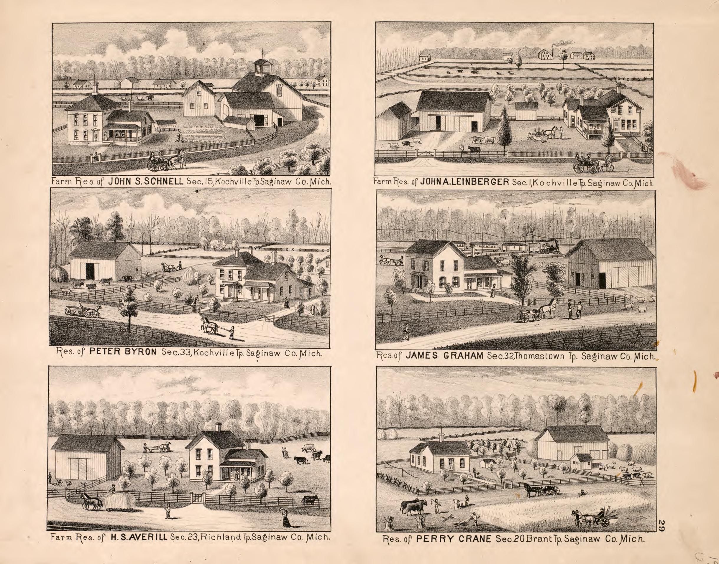 6 Views from Atlas of Saginaw County, Michigan : from Recent and Actual Surveys and Records 1877 by Relic Map Company