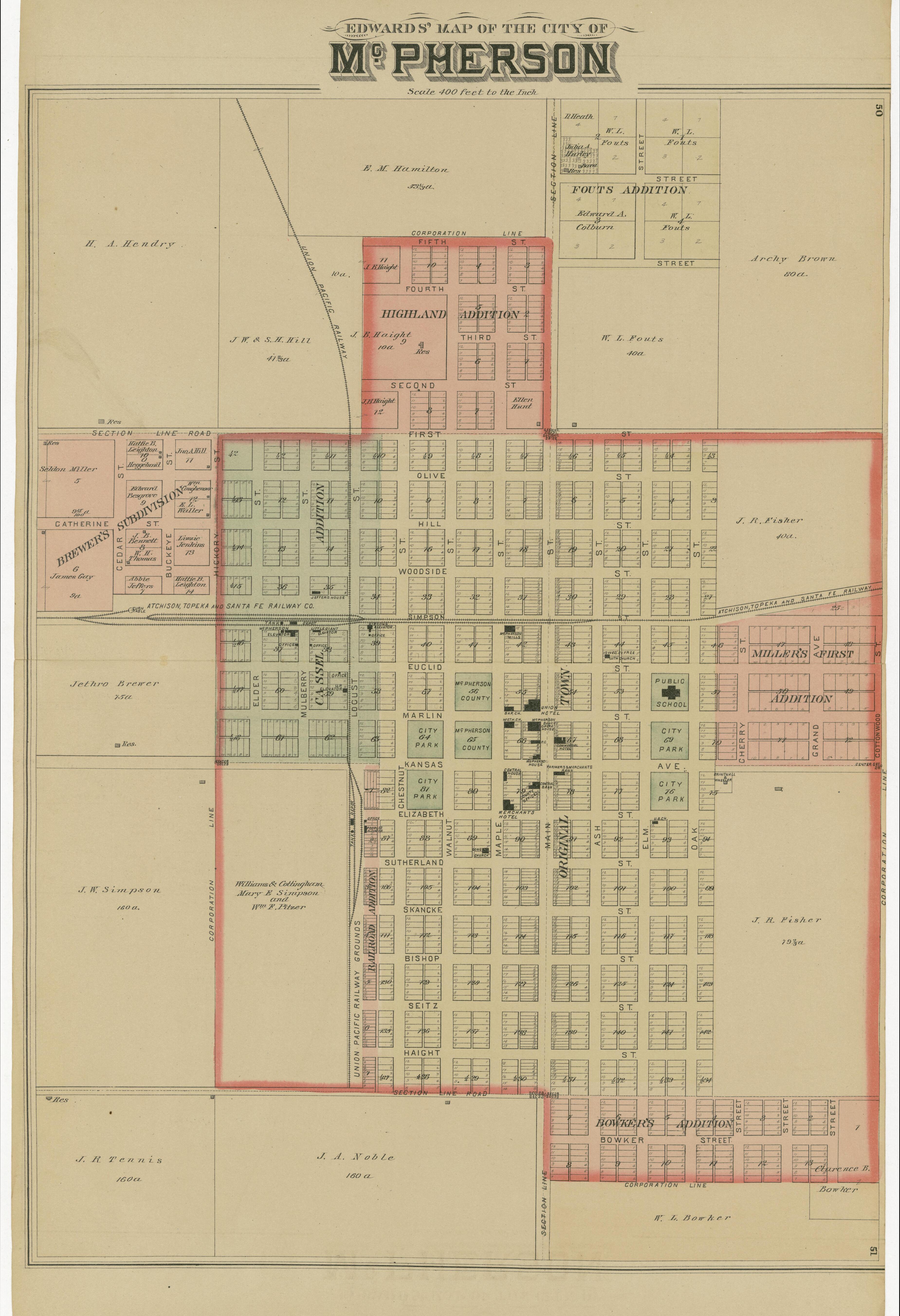 Map of the City of McPherson from Edwards&