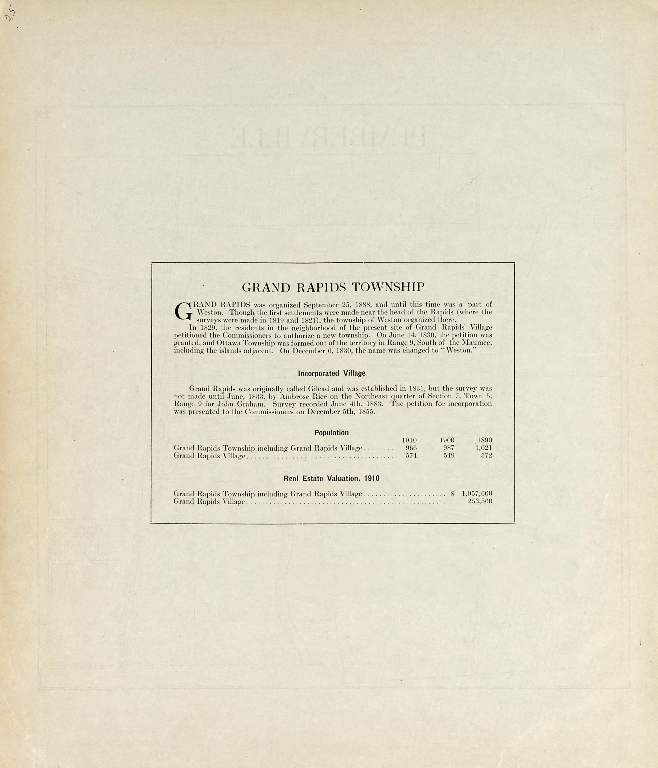 Grand Rapids Township from an Atlas of Wood County, Ohio 1912 by Relic Map Company