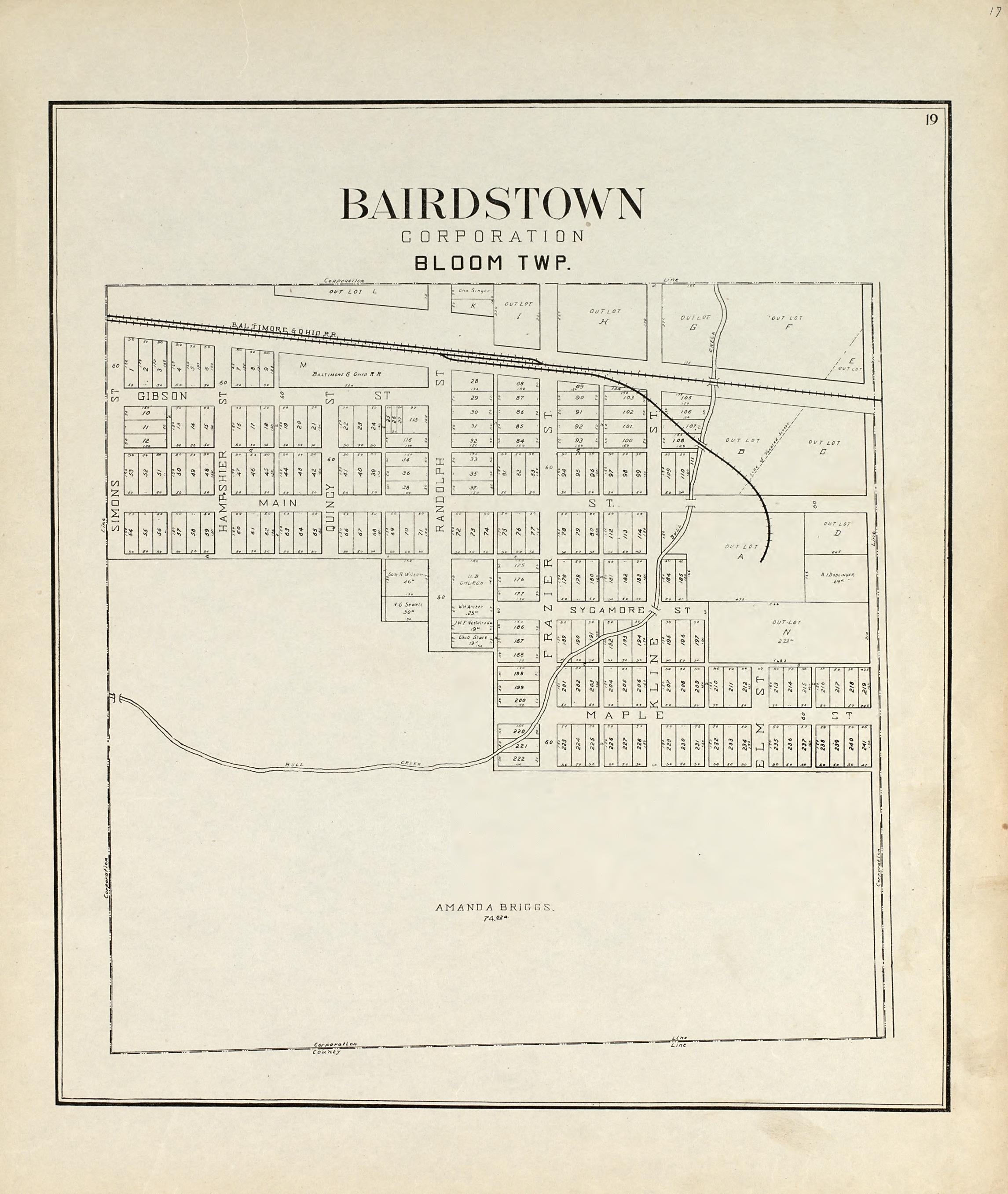 Bairdstown from an Atlas of Wood County, Ohio 1912 by Relic Map Company