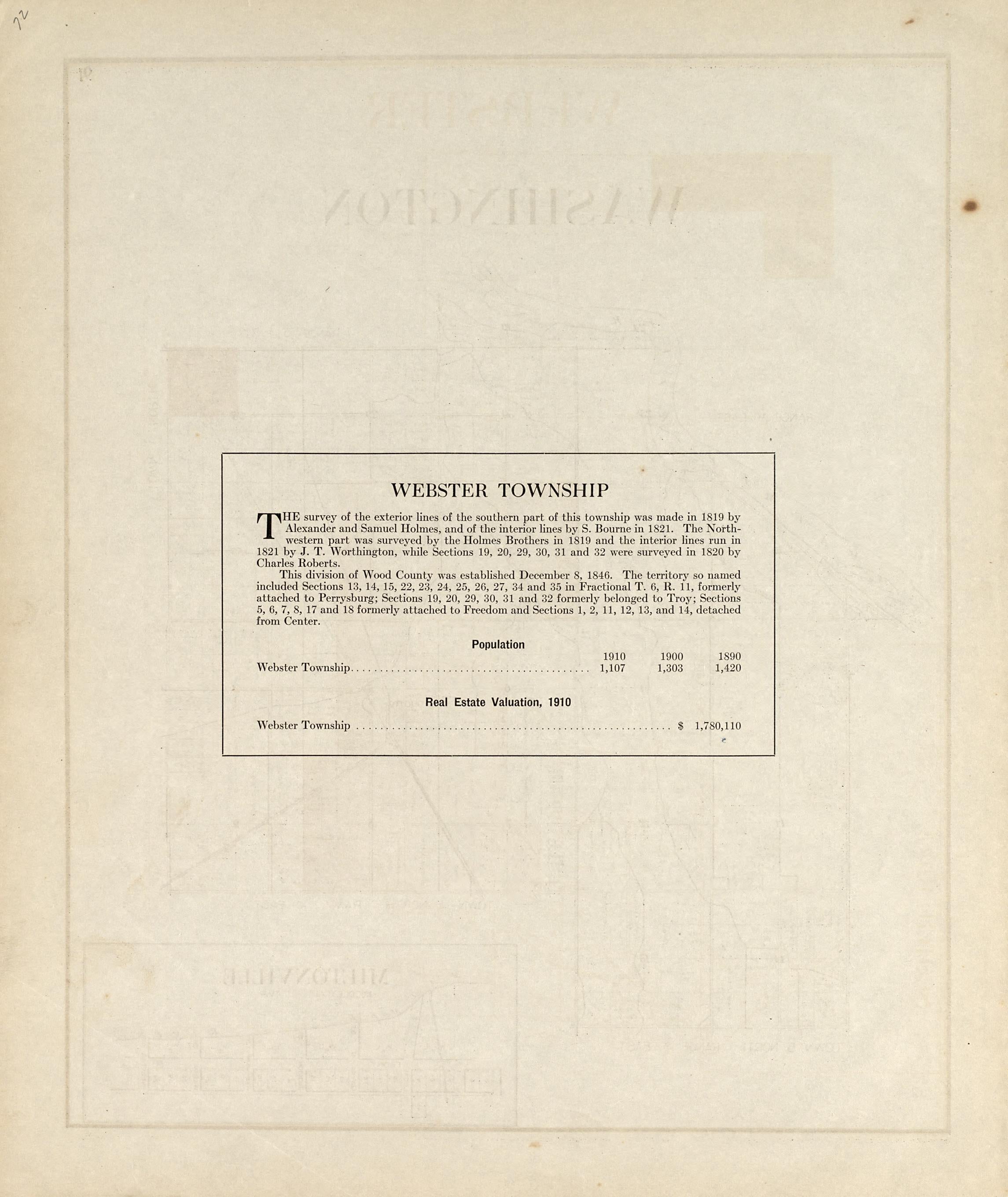 Webster Township from an Atlas of Wood County, Ohio 1912 by Relic Map Company