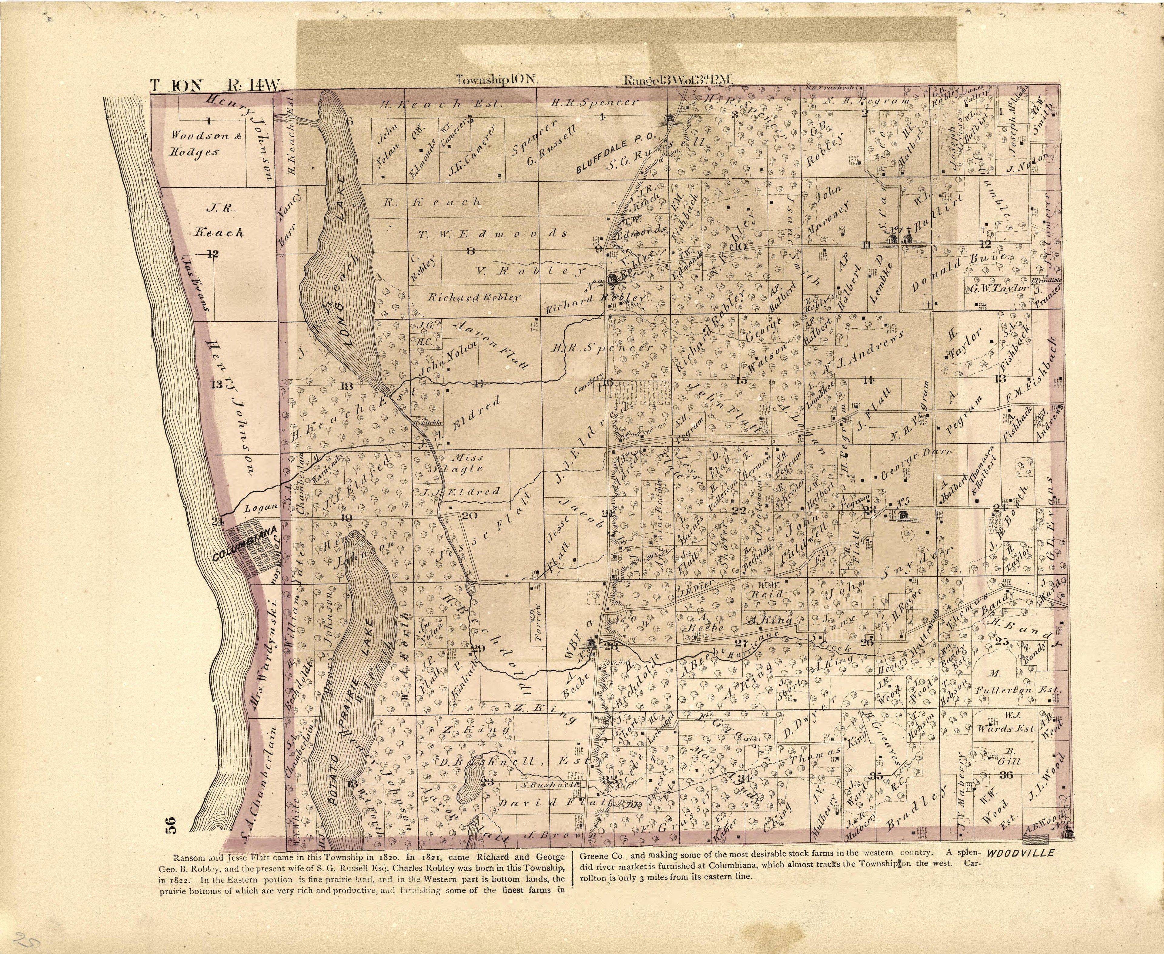 T 10N R. 14W from Atlas Map of Greene County, Illinois 1873 by Relic Map Company