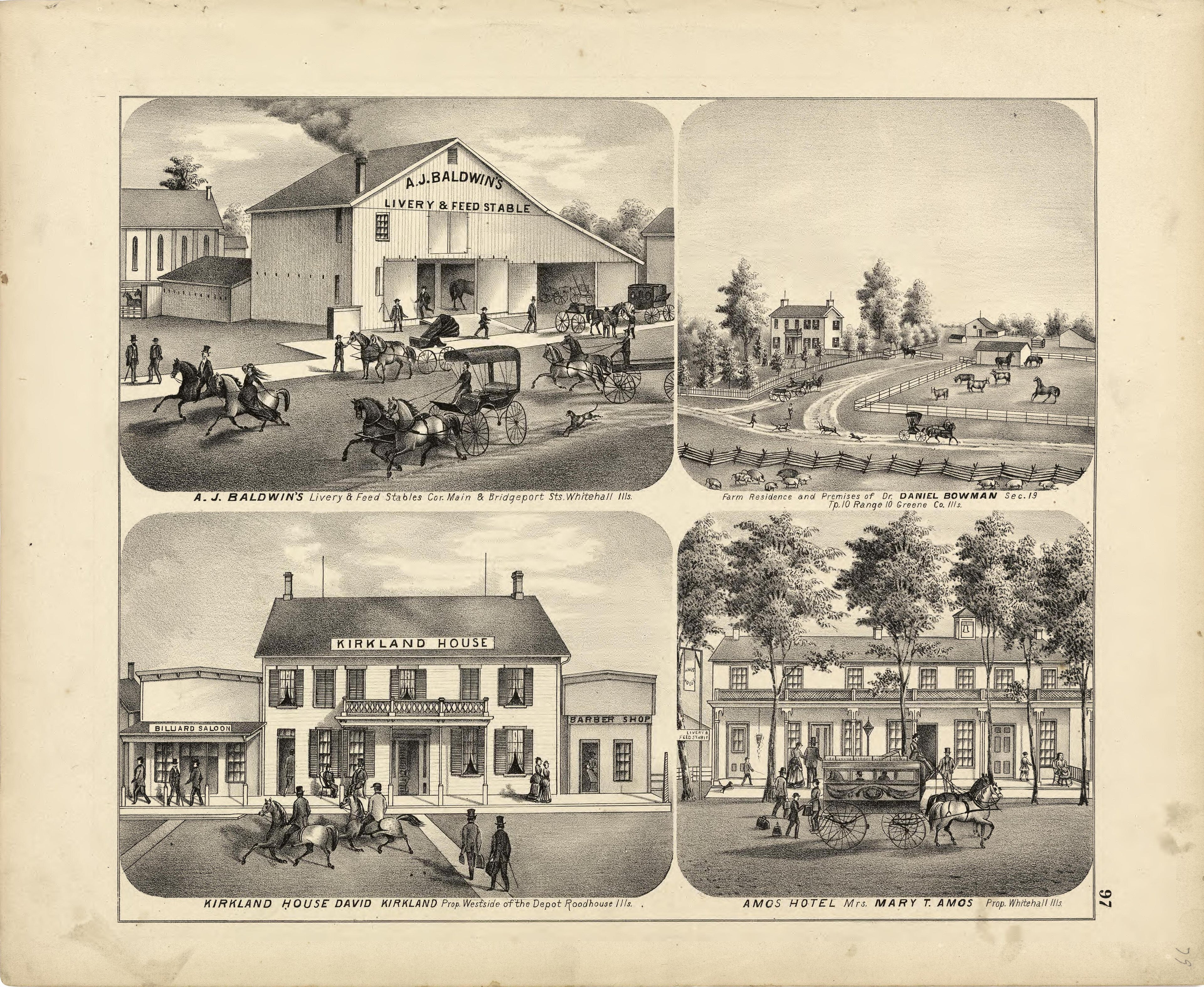 Illustrations of Residences from Atlas Map of Greene County, Illinois 1873 by Relic Map Company