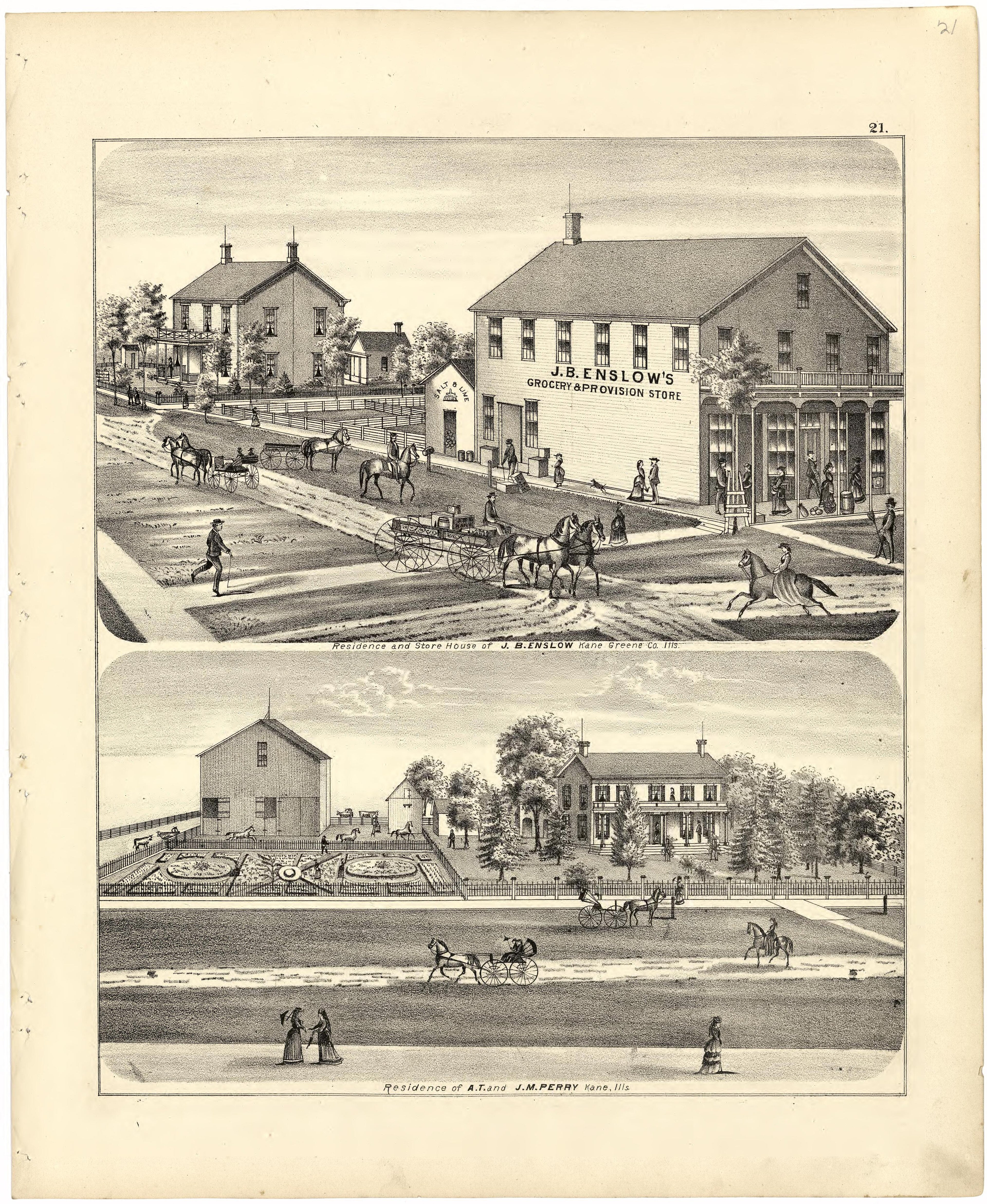 Illustrations of Residences from Atlas Map of Greene County, Illinois 1873 by Relic Map Company