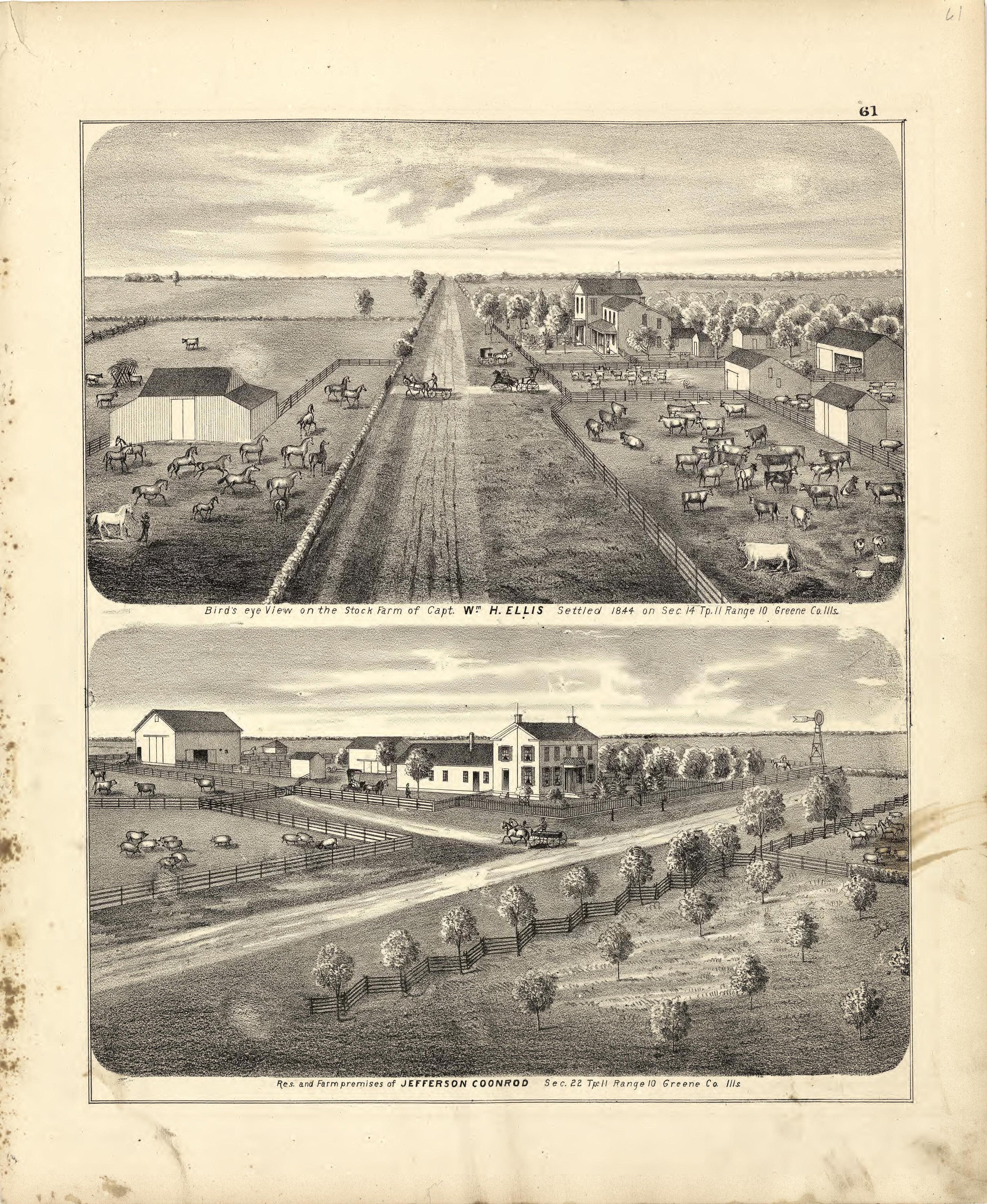 Illustrations of Residences from Atlas Map of Greene County, Illinois 1873 by Relic Map Company