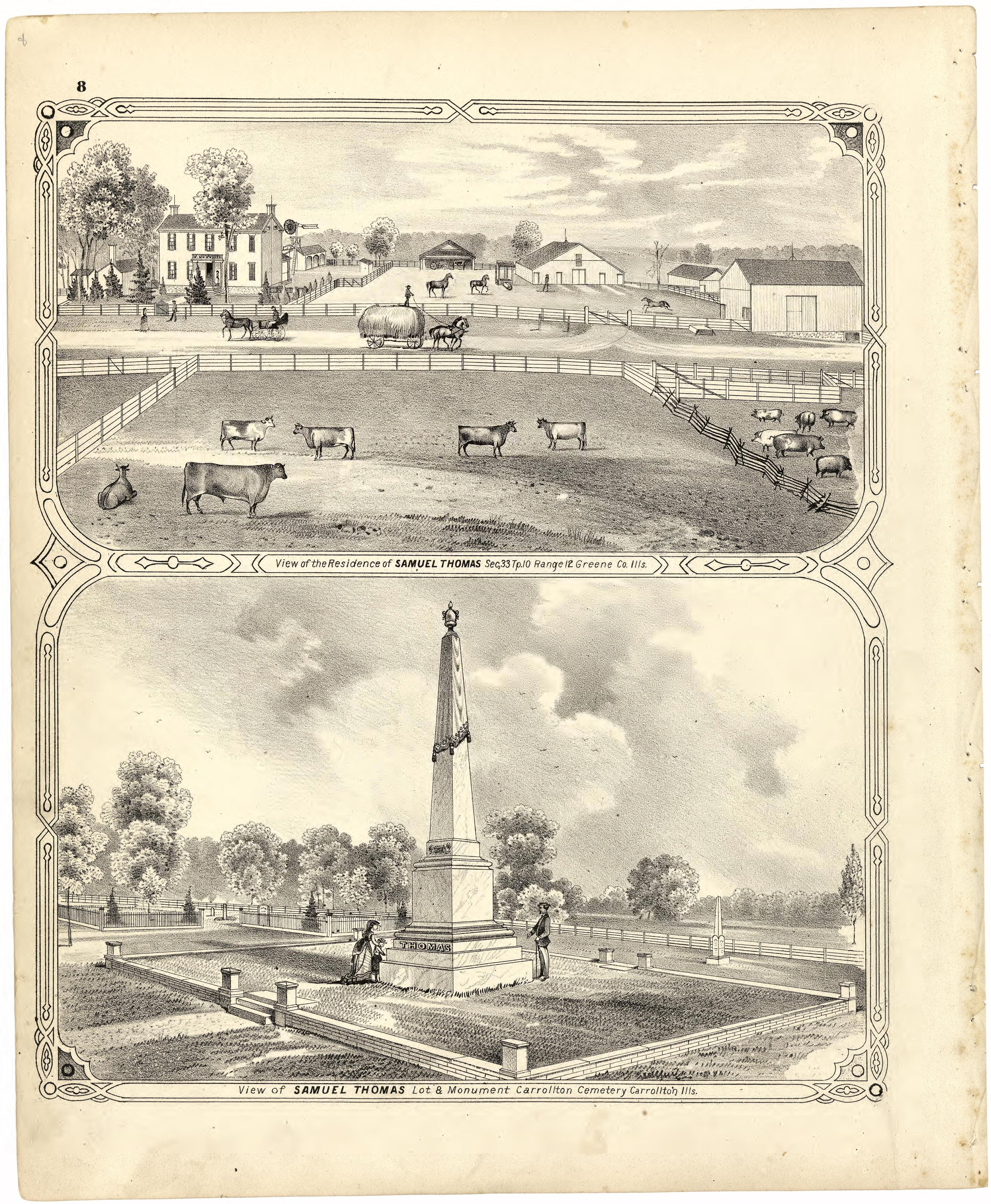 Illustrations of Residences from Atlas Map of Greene County, Illinois 1873 by Relic Map Company