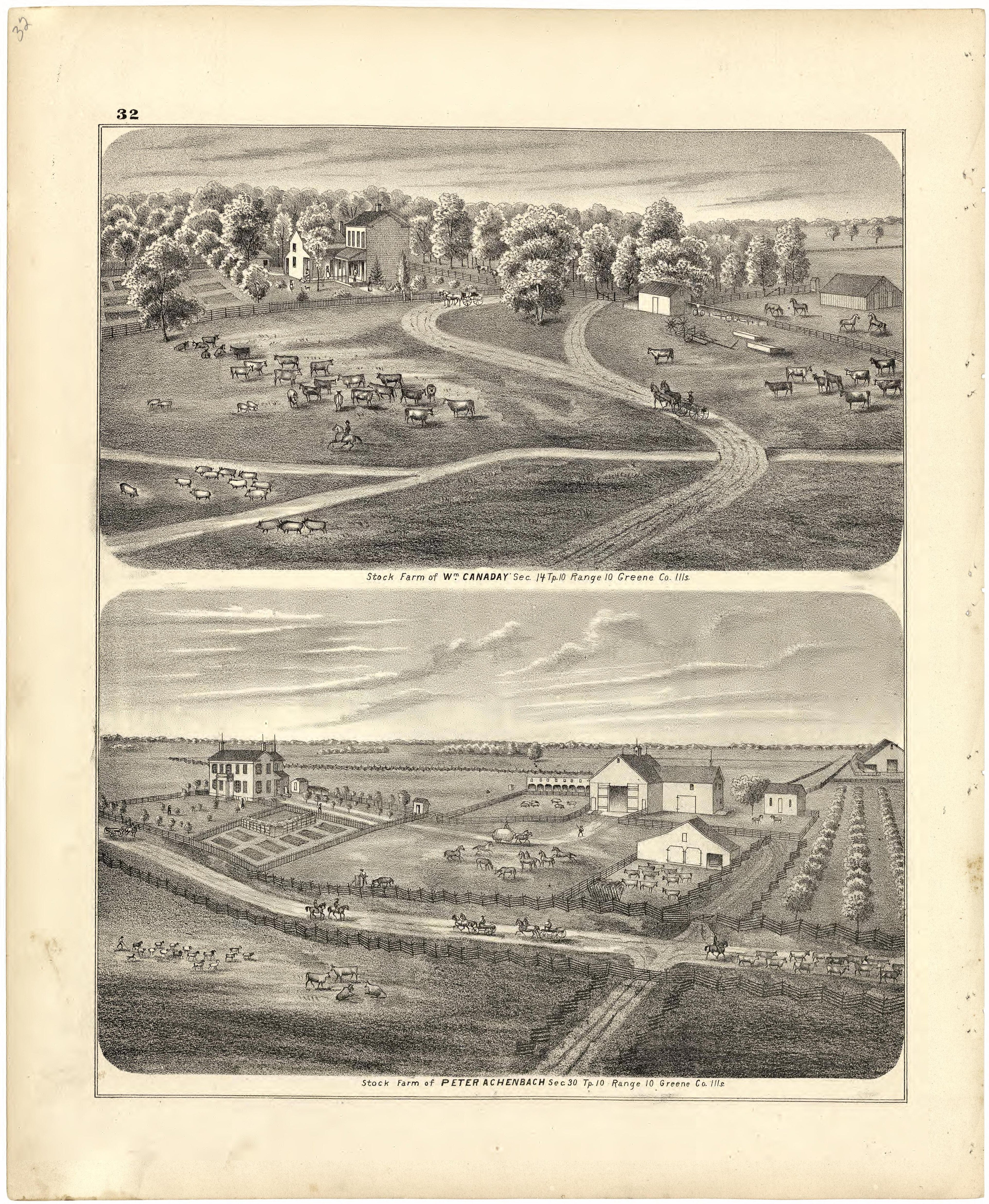 Illustrations of Residences from Atlas Map of Greene County, Illinois 1873 by Relic Map Company