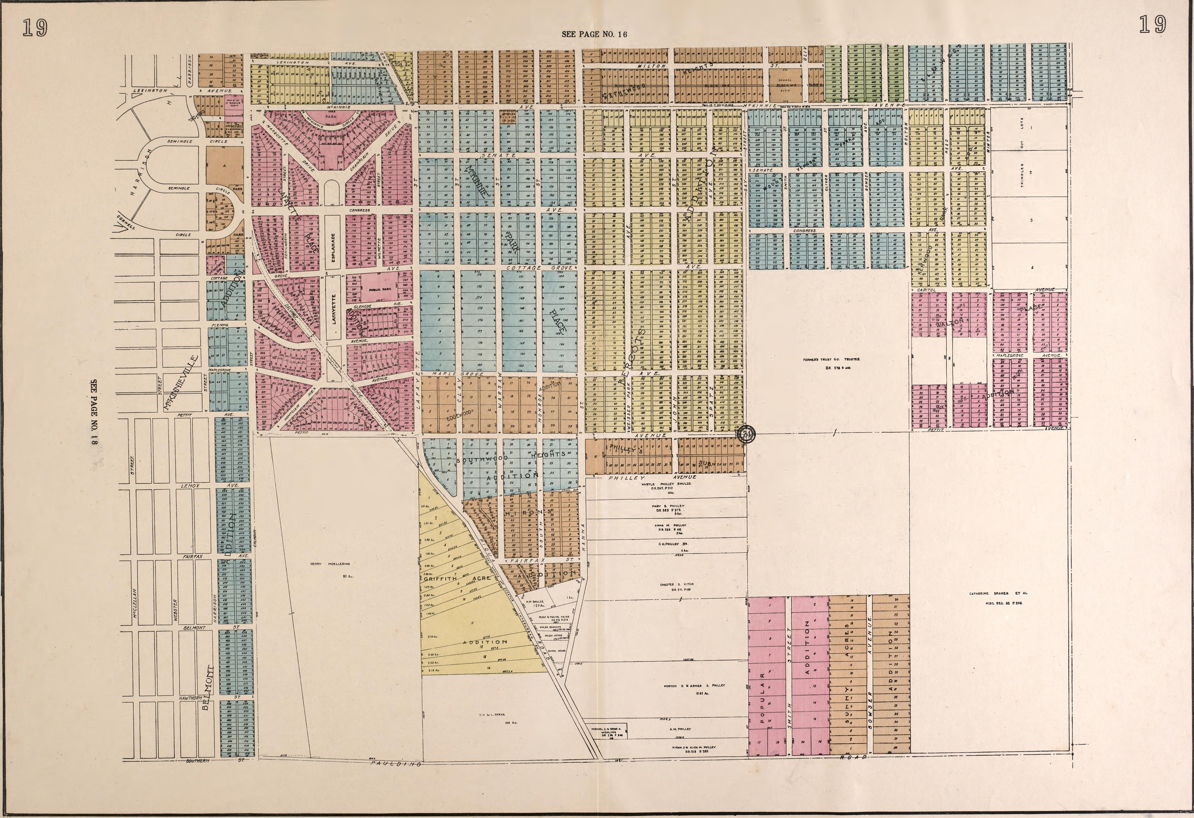 Outline Map--last Page from Atlas of Fort Wayne, Allen County, Indiana 1924 by Relic Map Company