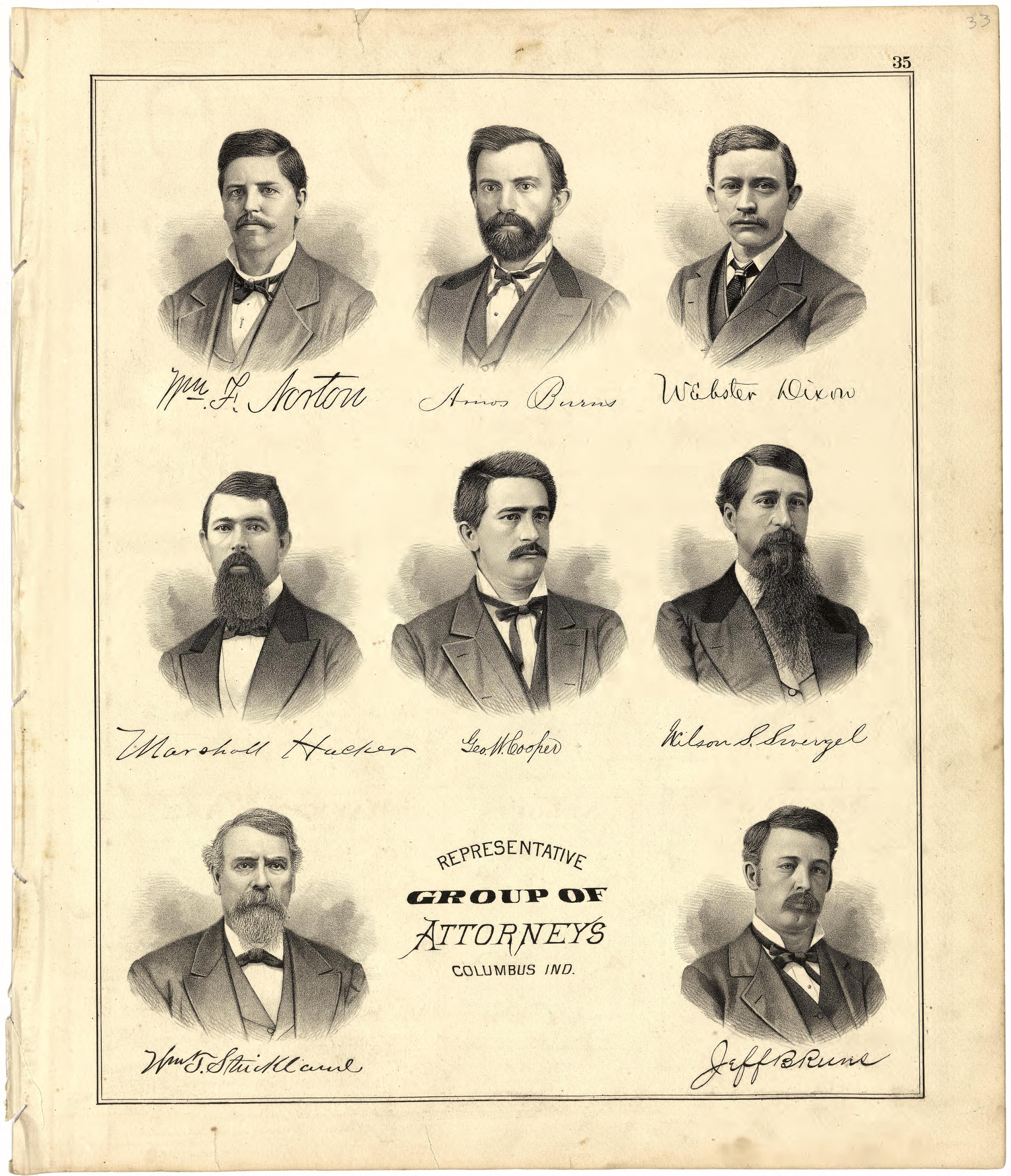Representative Group of Attorneys from Atlas of Bartholomew County, Indiana : to Which Are Added Various General Maps, History, Statistics, Illustrations, & C. & C. & C 1879 by Relic Map Company