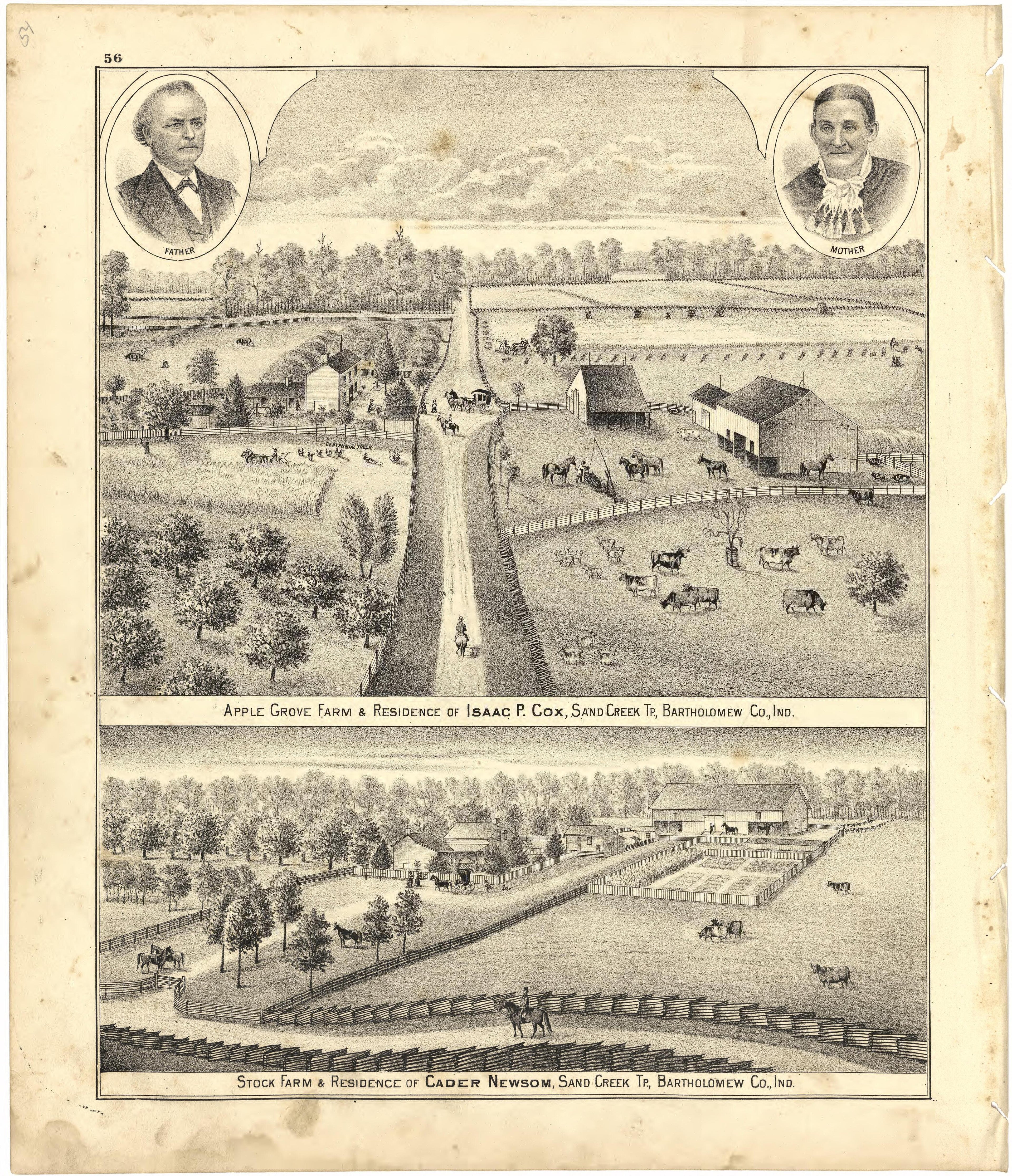 Illustrations of Residences from Atlas of Bartholomew County, Indiana : to Which Are Added Various General Maps, History, Statistics, Illustrations, & C. & C. & C 1879 by Relic Map Company
