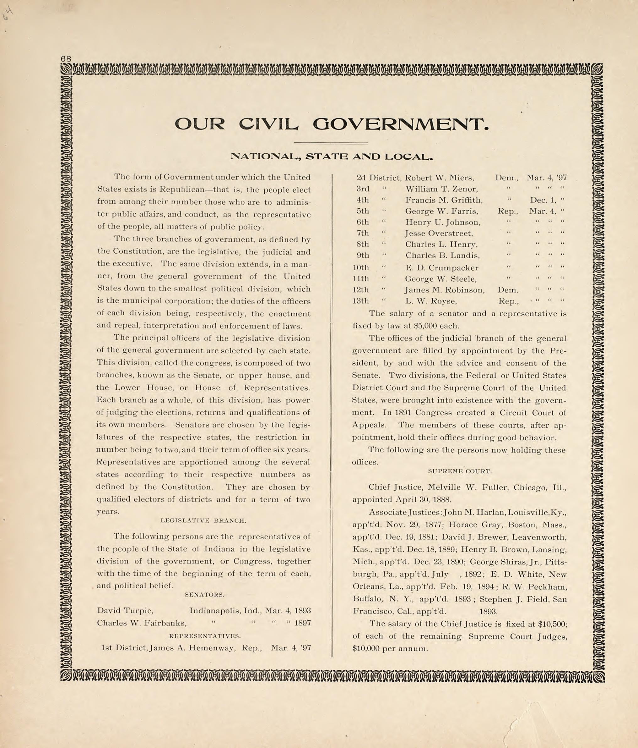 Our Civil Government - National, State and Local from the Revised Montgomery County Atlas : Containing, Besides a Complete Atlas, Histories of the Townships and County and Treatises On Civil Government, Surveying and Civil Engineering 1898 by Relic Map Company
