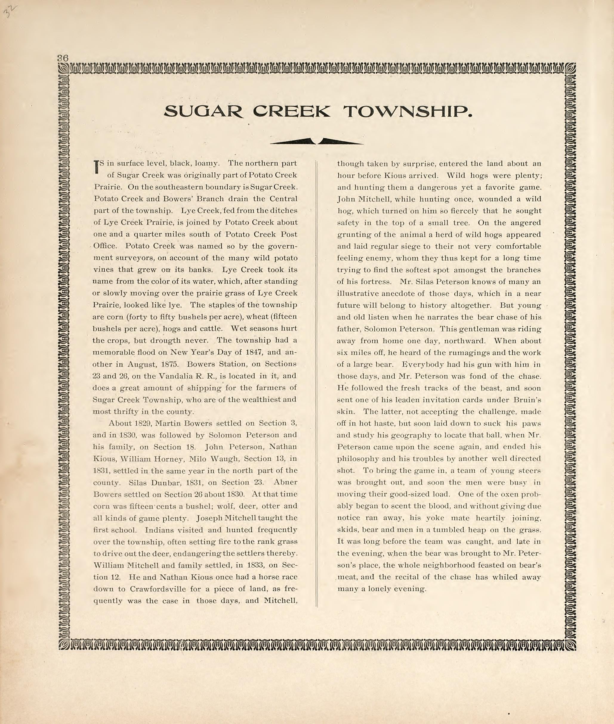 Sugar Creek Township from the Revised Montgomery County Atlas : Containing, Besides a Complete Atlas, Histories of the Townships and County and Treatises On Civil Government, Surveying and Civil Engineering 1898 by Relic Map Company