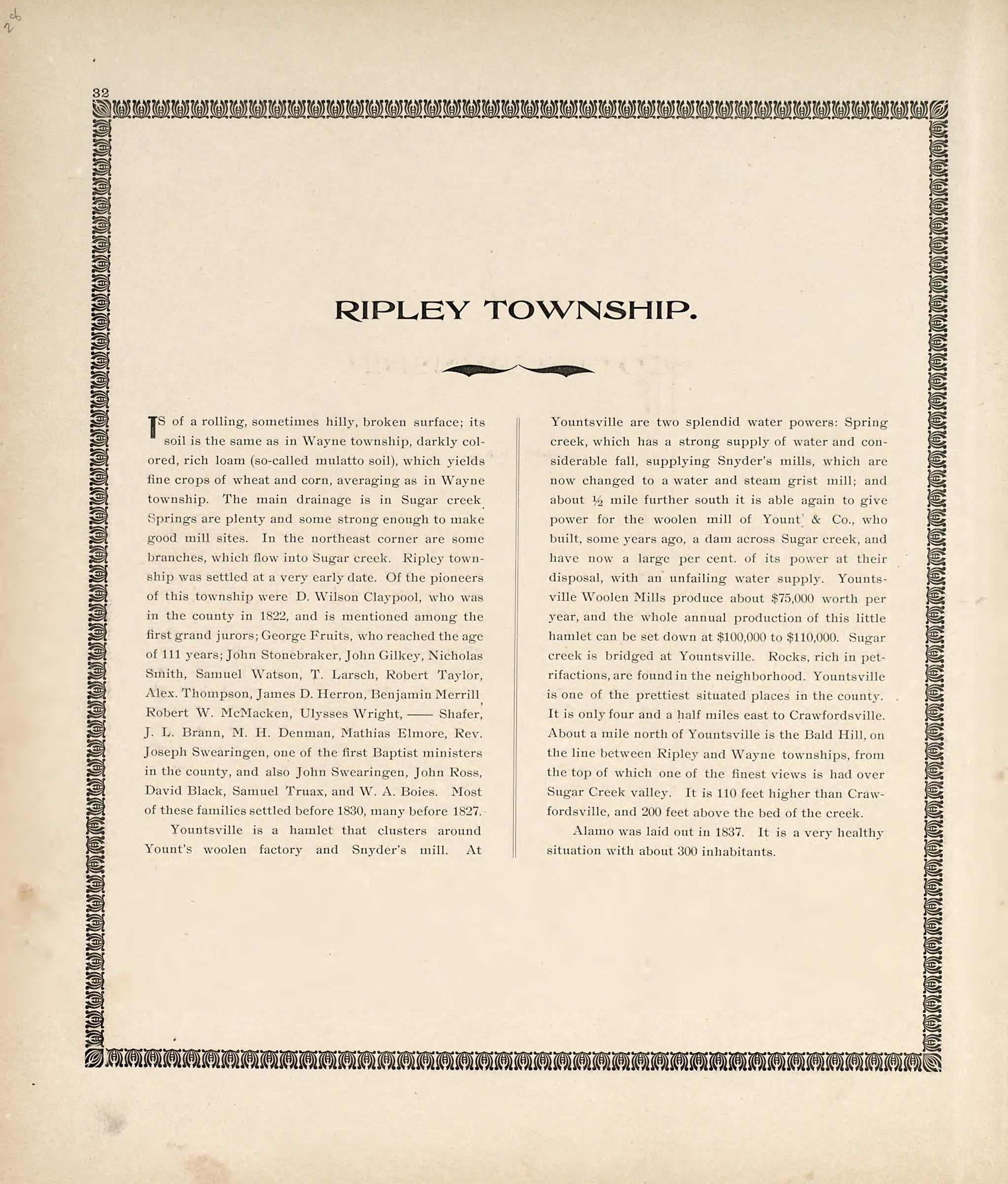 Ripley Township from the Revised Montgomery County Atlas : Containing, Besides a Complete Atlas, Histories of the Townships and County and Treatises On Civil Government, Surveying and Civil Engineering 1898 by Relic Map Company