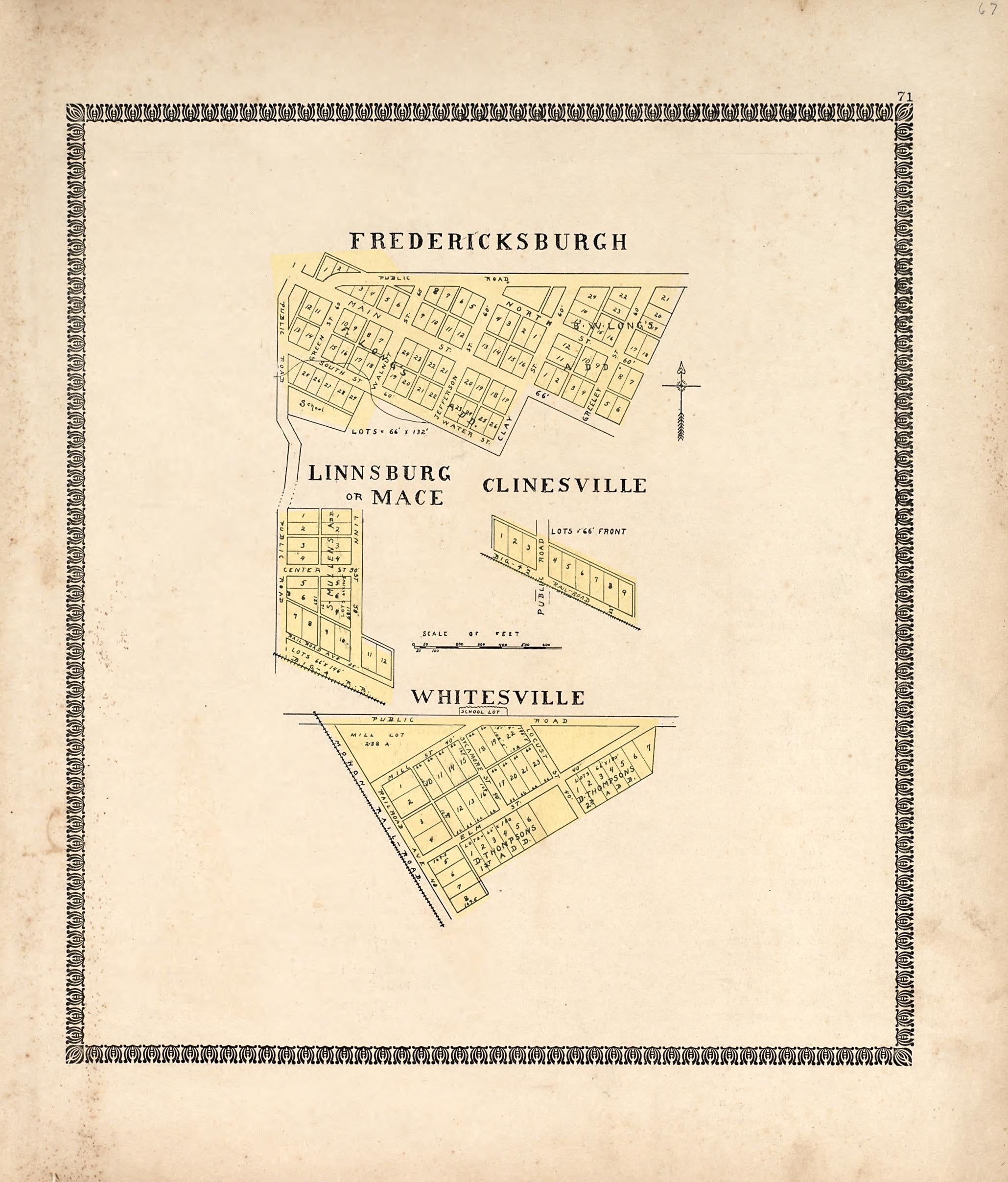 Fredericksburgh; Linnsburg Or Mace; Clinesville; Whitesville from the Revised Montgomery County Atlas : Containing, Besides a Complete Atlas, Histories of the Townships and County and Treatises On Civil Government, Surveying and Civil Engineering 1898 by Relic Map Company