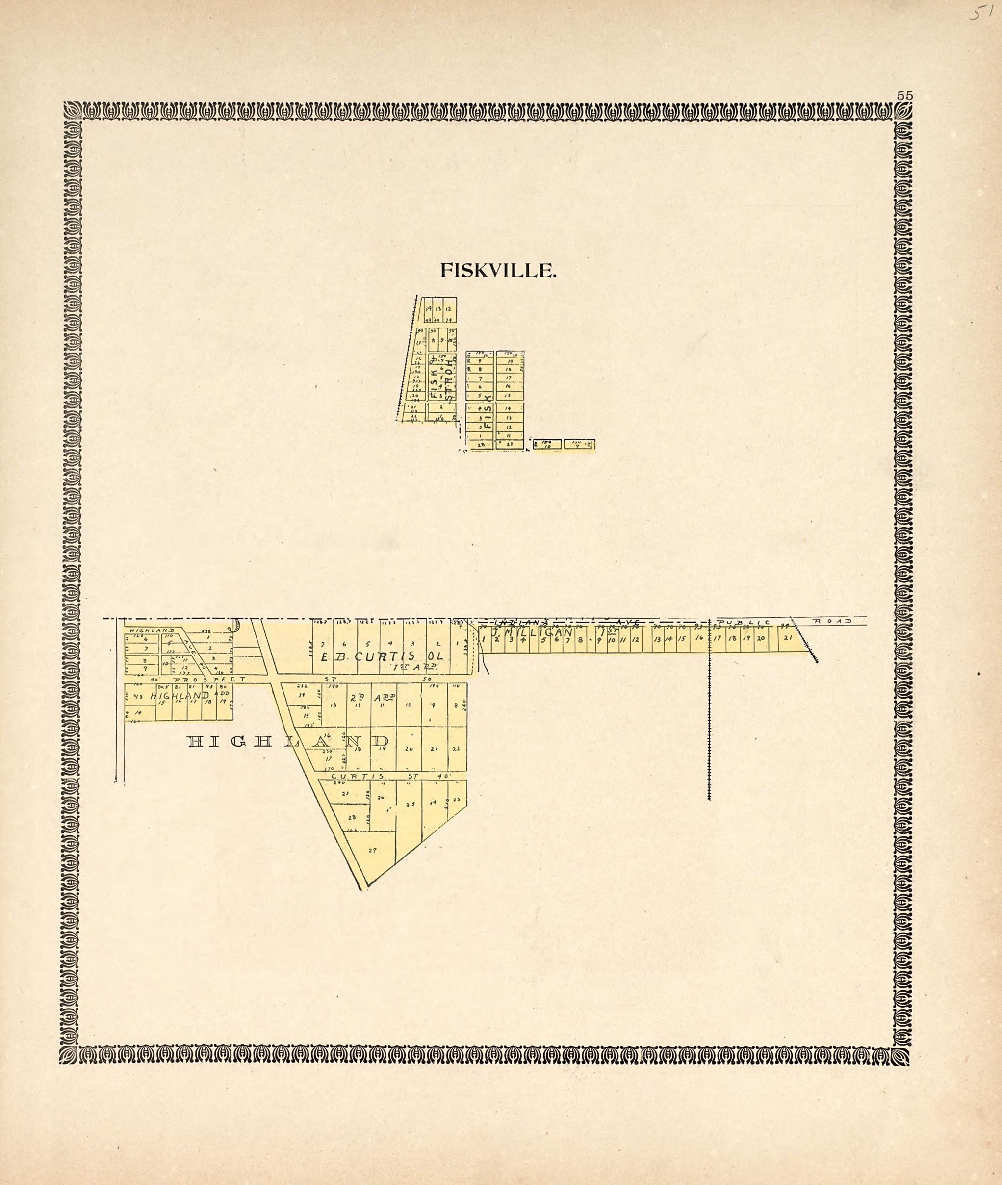 Fiskville; Highland from the Revised Montgomery County Atlas : Containing, Besides a Complete Atlas, Histories of the Townships and County and Treatises On Civil Government, Surveying and Civil Engineering 1898 by Relic Map Company