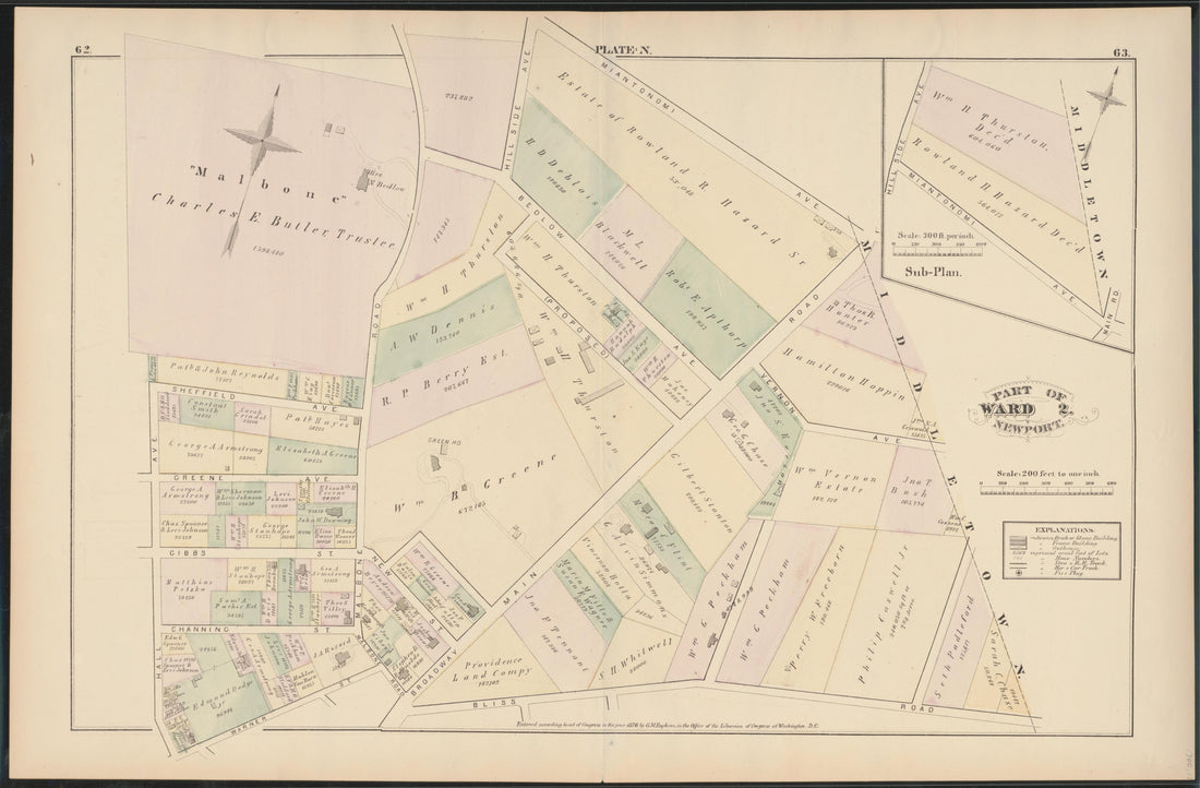 This old map of Newport, Rhode Island, was created by Hopkins, Griffith Morgan in 1876